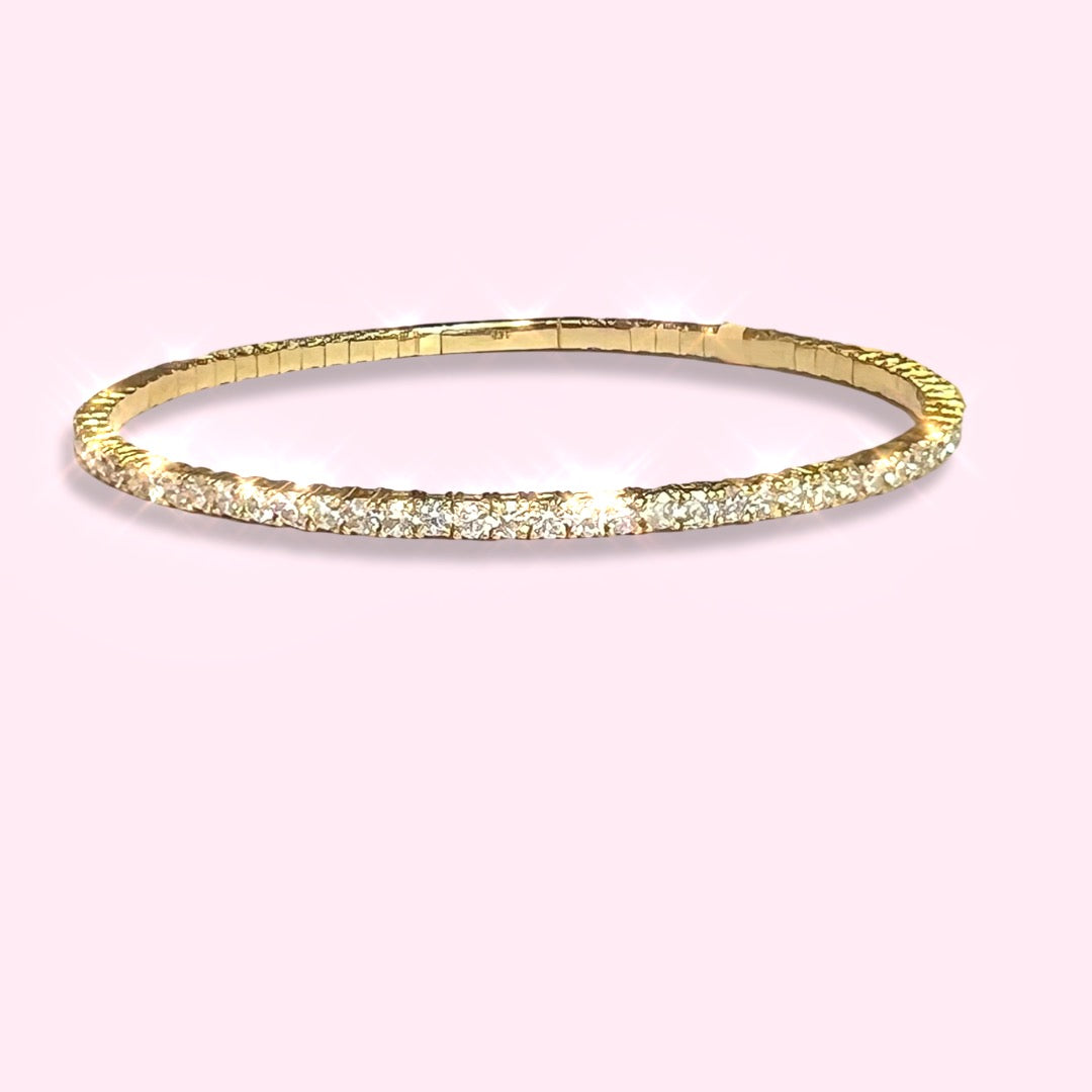 4.5ctw 14K Yellow Gold Natural Diamond Flexible Bangle Bracelet