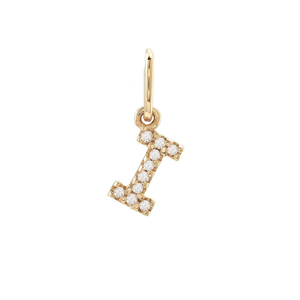 14K Yellow Gold Diamond Initial  Pendant Charms