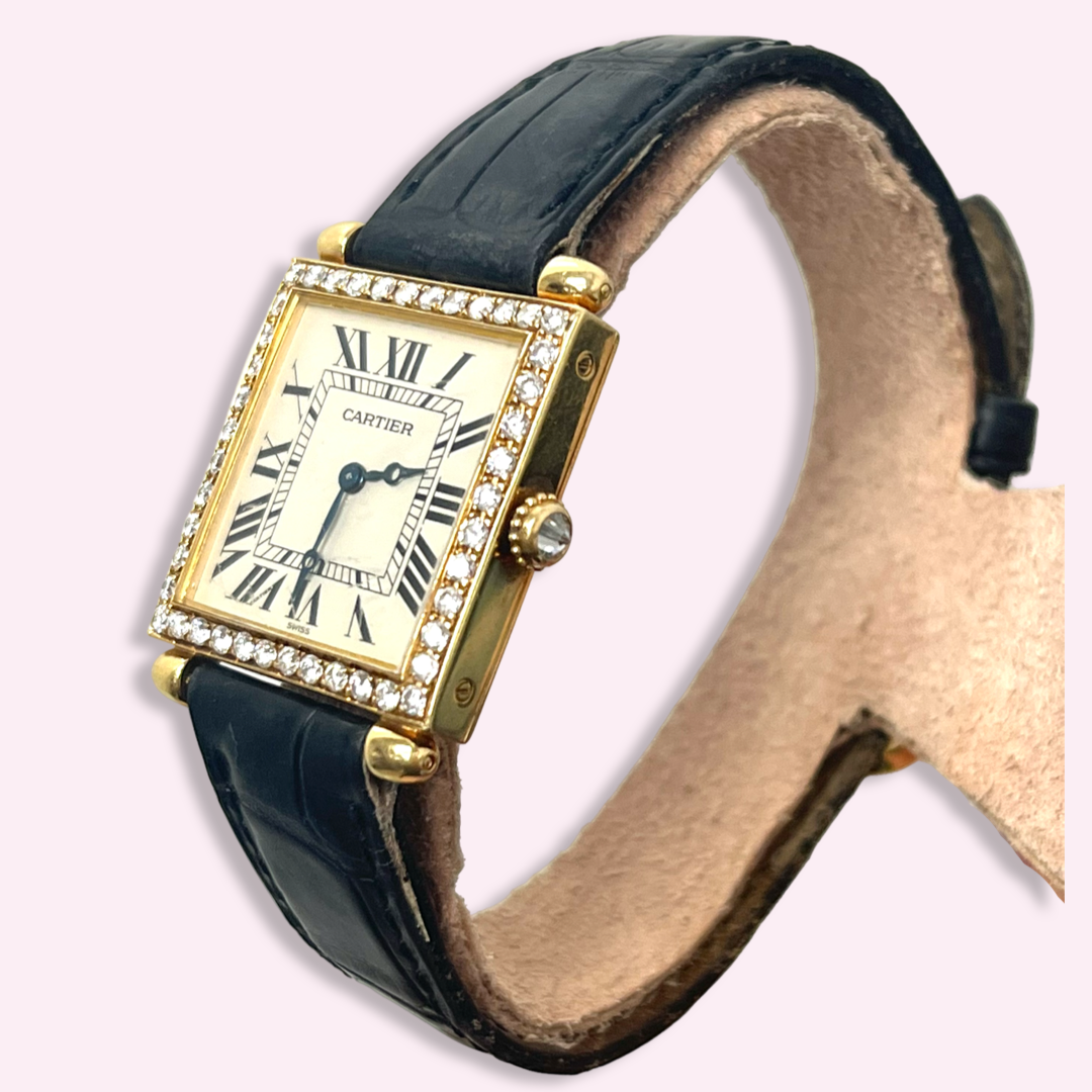 Cartier Obus 18K Yellow Gold and Diamond Watch