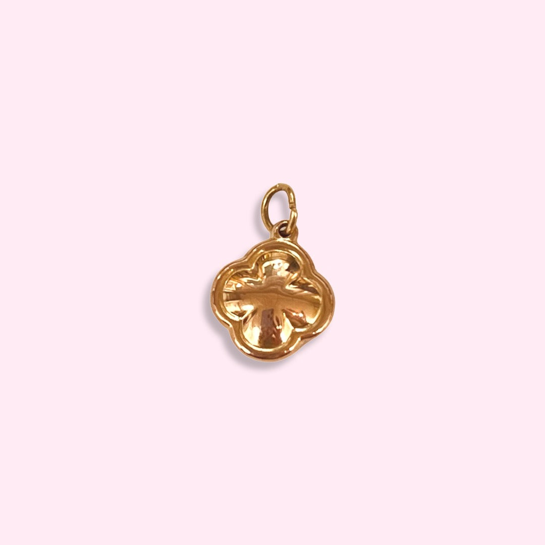 14K Rose Gold Puffed Clover Charm Pendant