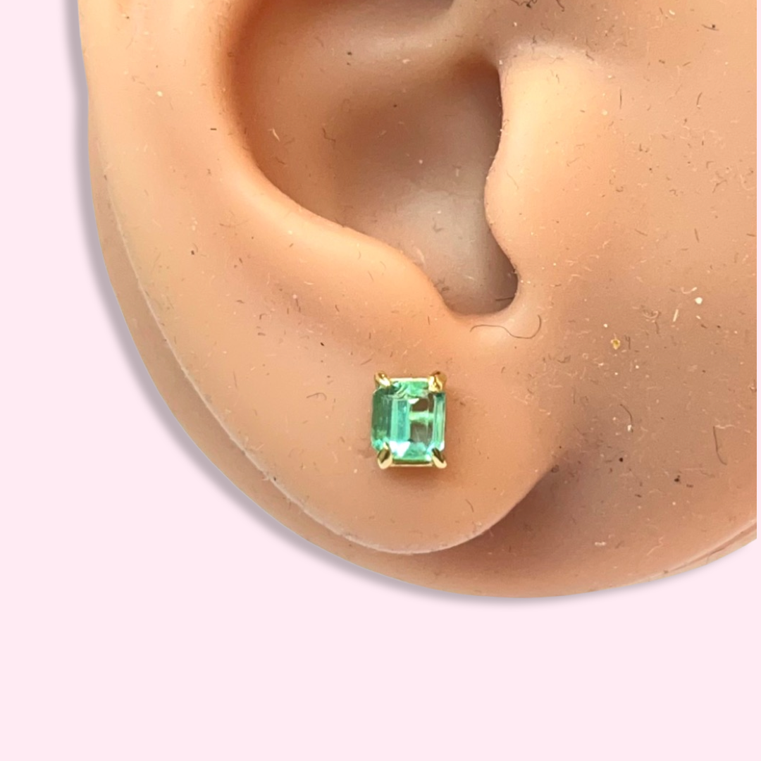 1CTW Bright Emerald 14K Yellow Gold Stud Earrings