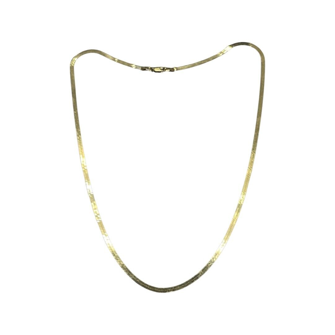Shimmering 10K Solid Yellow Gold Herringbone 2.3mm Chain Necklace 18" 3.5g