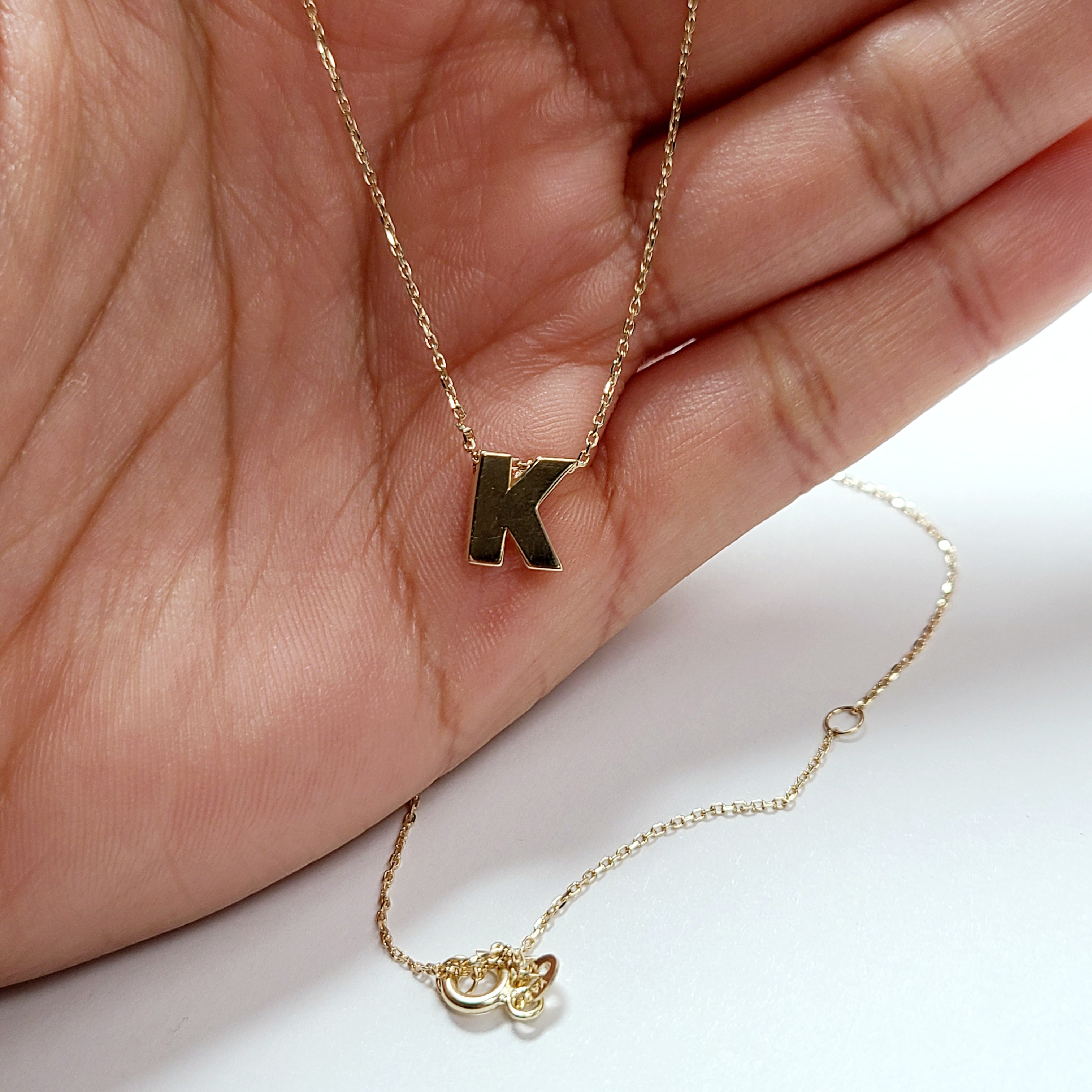 14K Yellow Gold Initial K Pendant Necklace