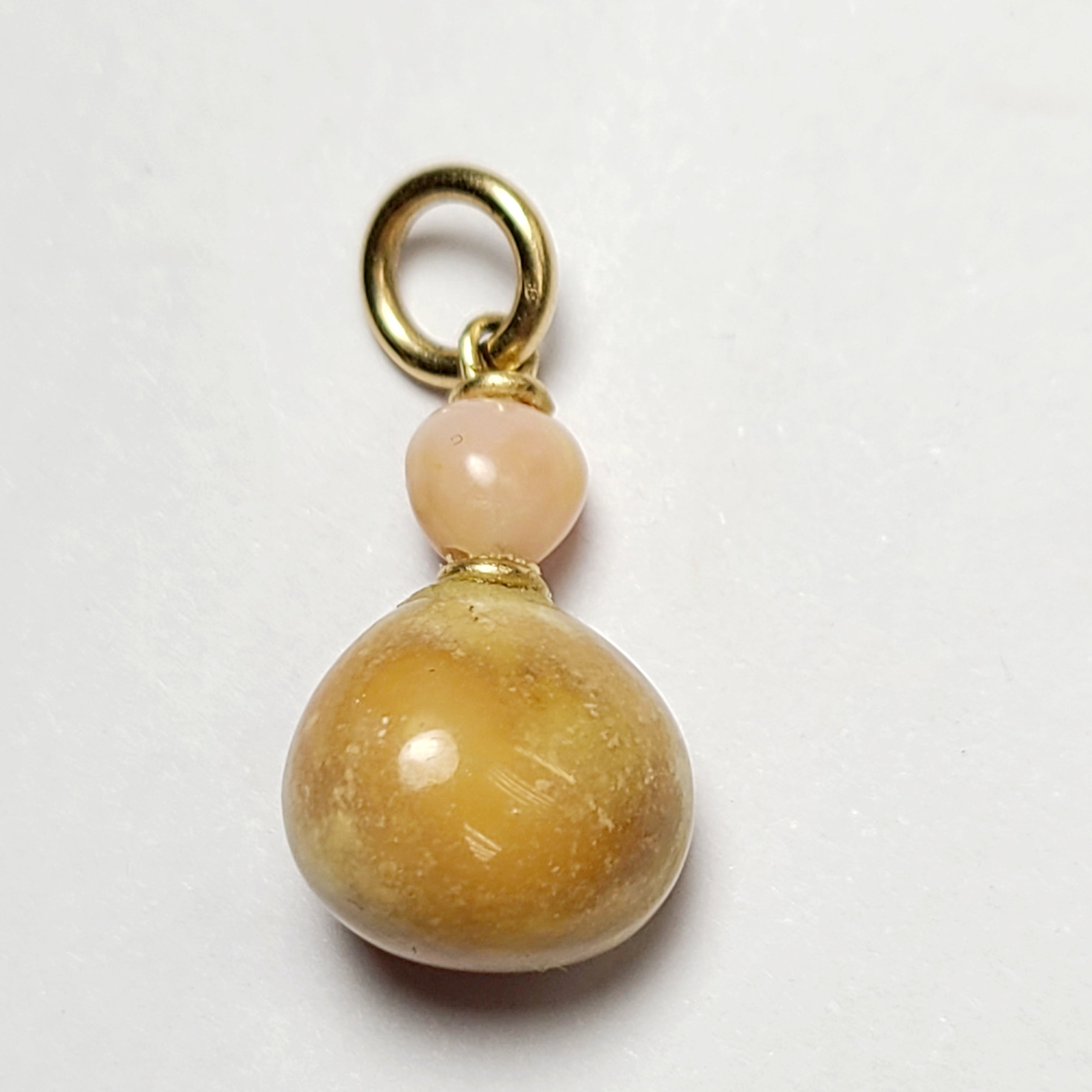 14K Yellow Gold Gorgeous Pink Brown Conch Pearl  Pendant Charm
