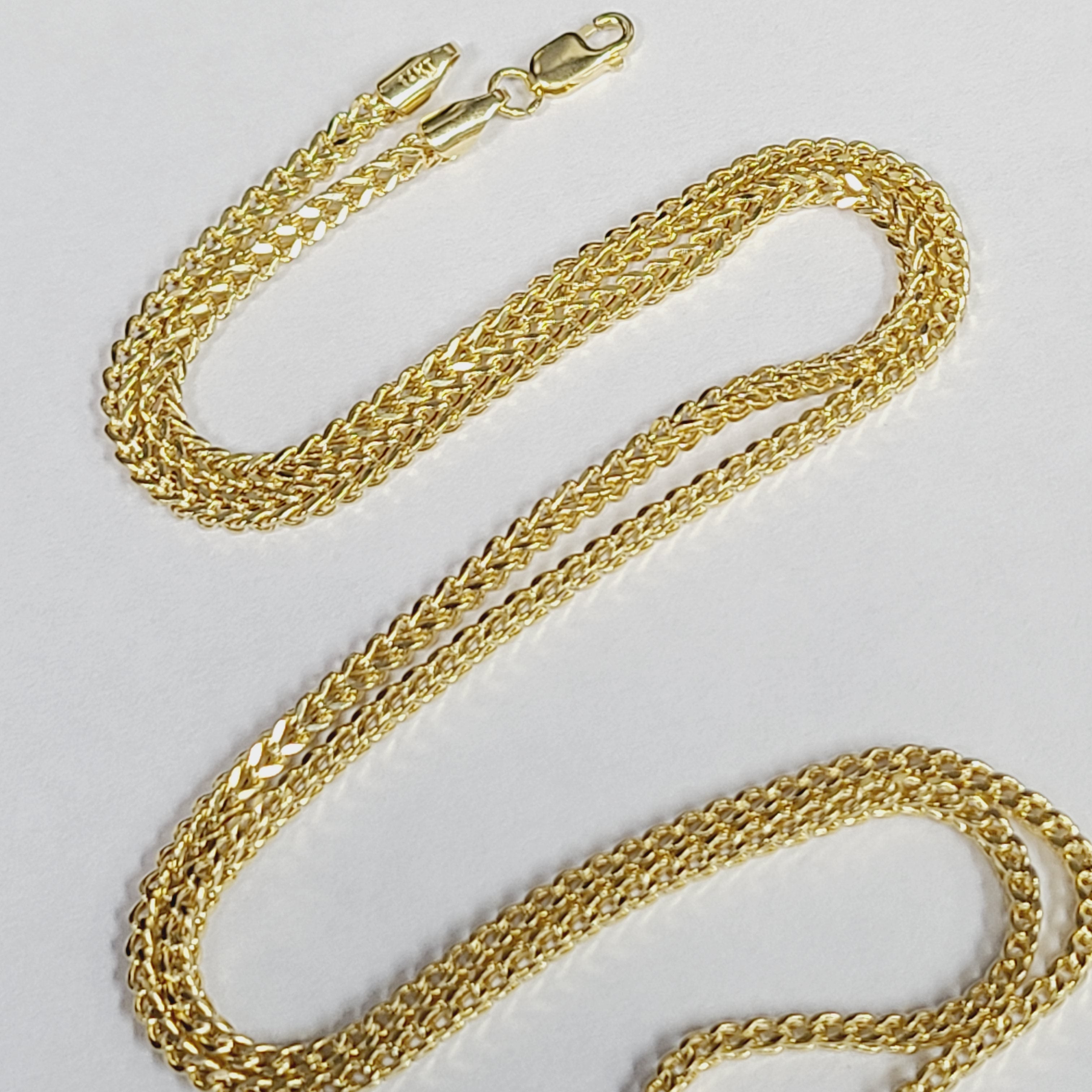 2mm 14K Yellow Gold Franco Link Box Chain Necklace