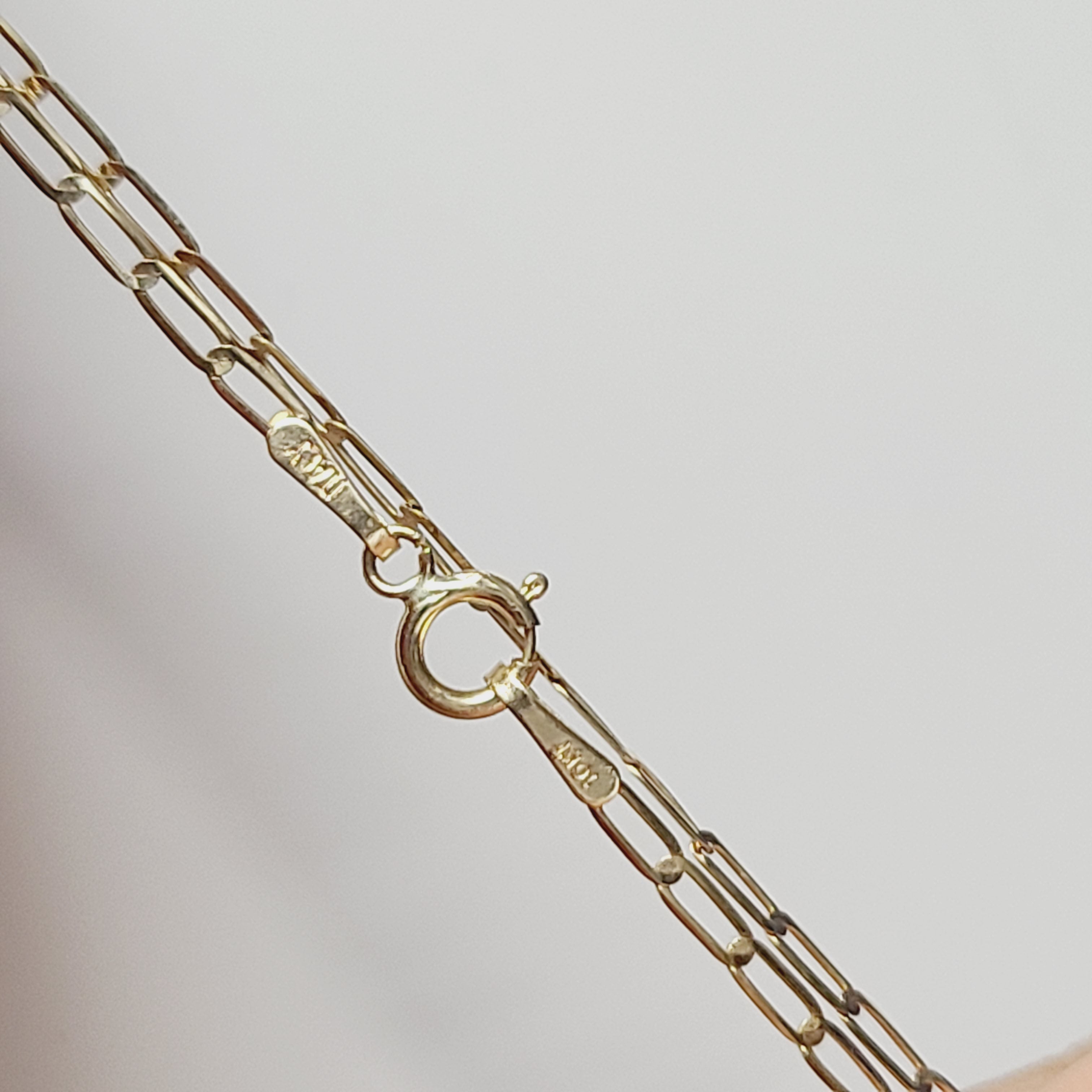Solid 10K Yellow Gold 2mm Unique Curb Link Chain Necklace 16"