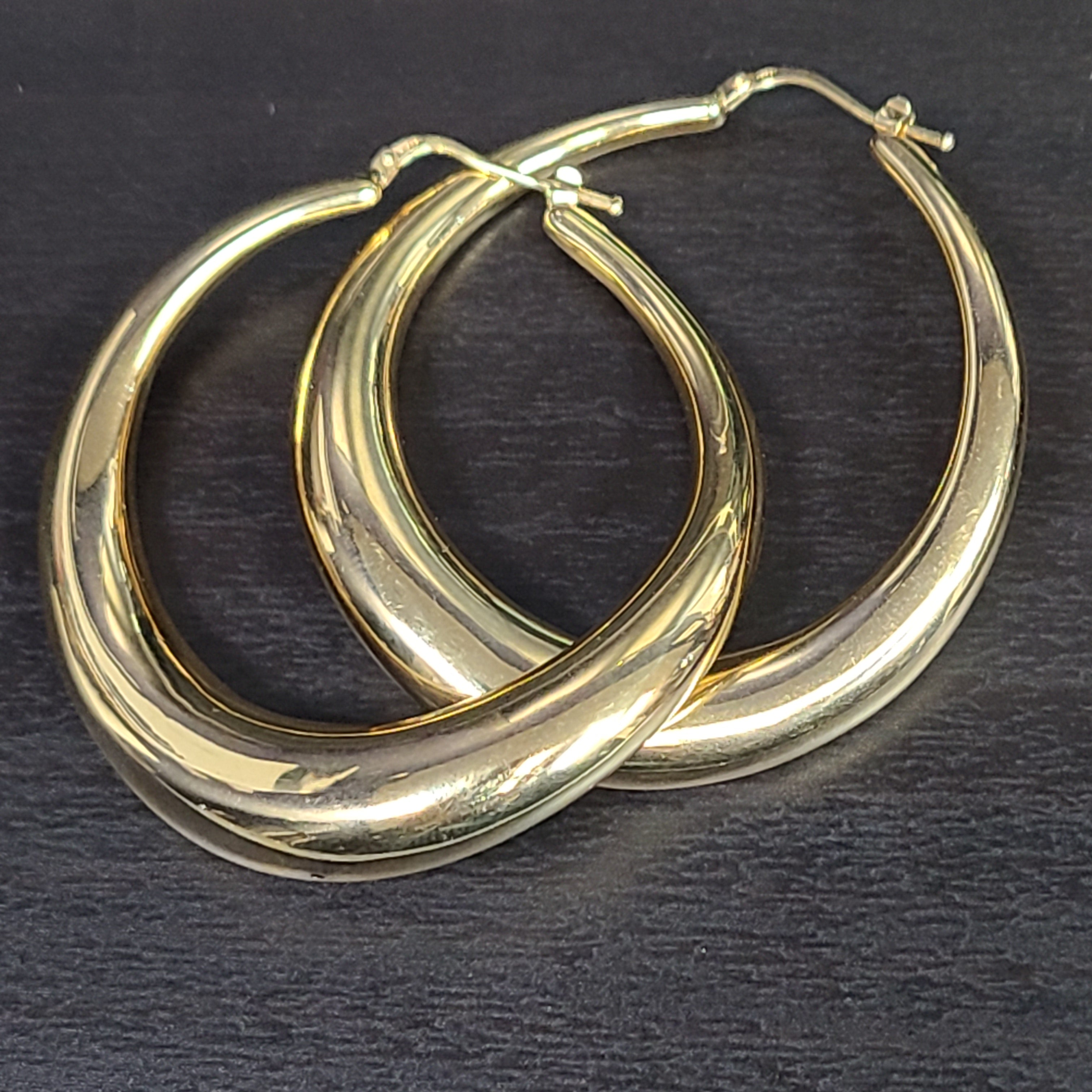 14K Yellow Gold Slightly Twisted Earring Hoop 2.1" 7.12grams