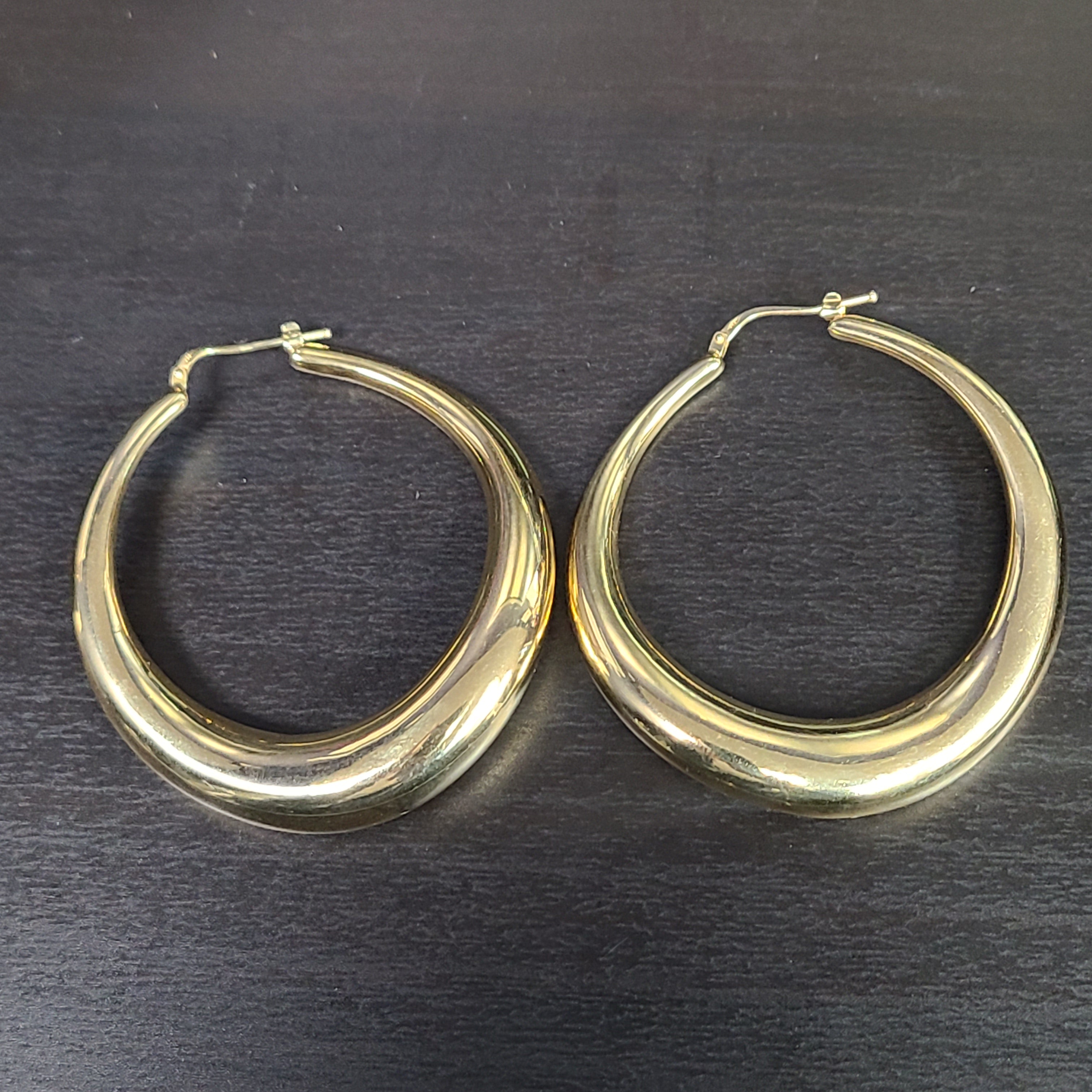 14K Yellow Gold Slightly Twisted Earring Hoop 2.1" 7.12grams