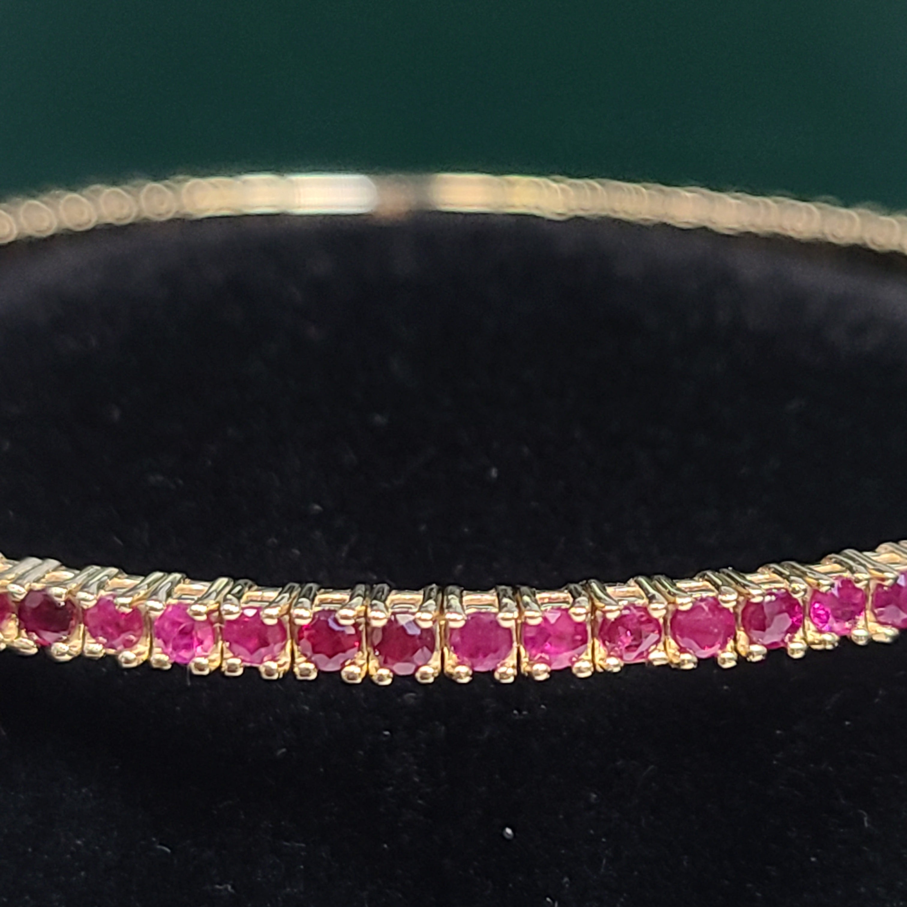 14K Yellow Gold Natural Ruby Flexible Bangle