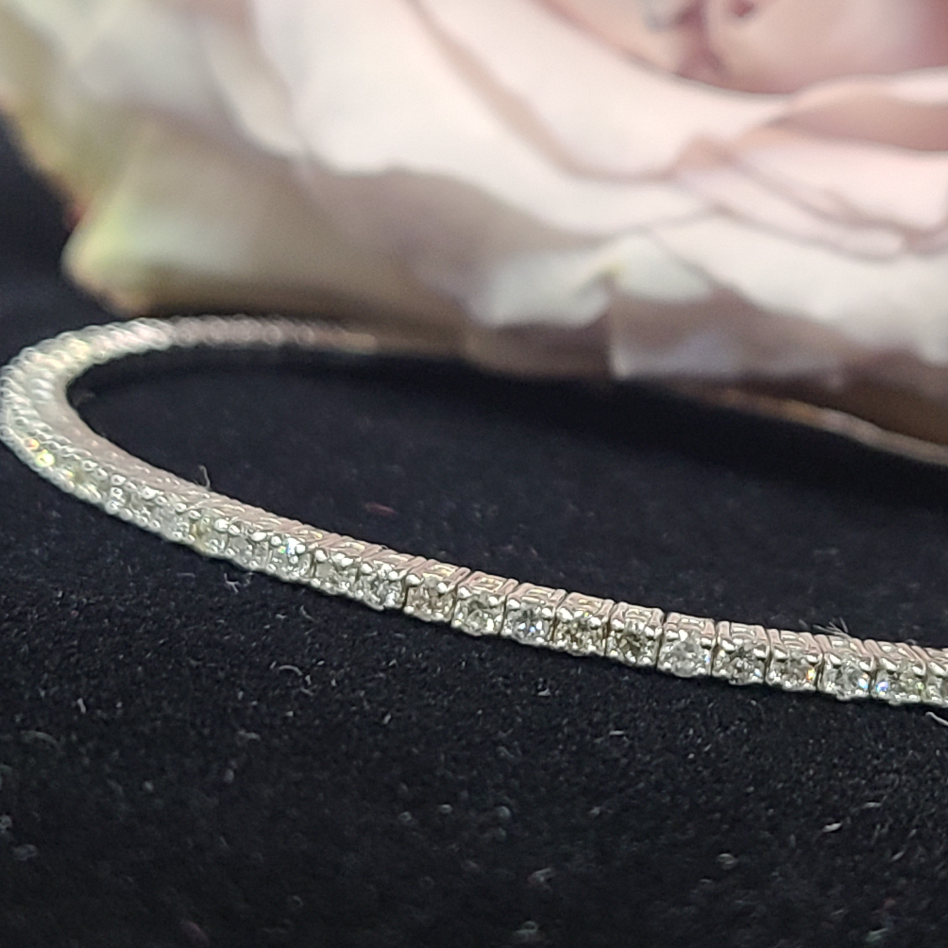 1.9CT Natural Diamond 14K White Gold Flexible Bangle Bracelet