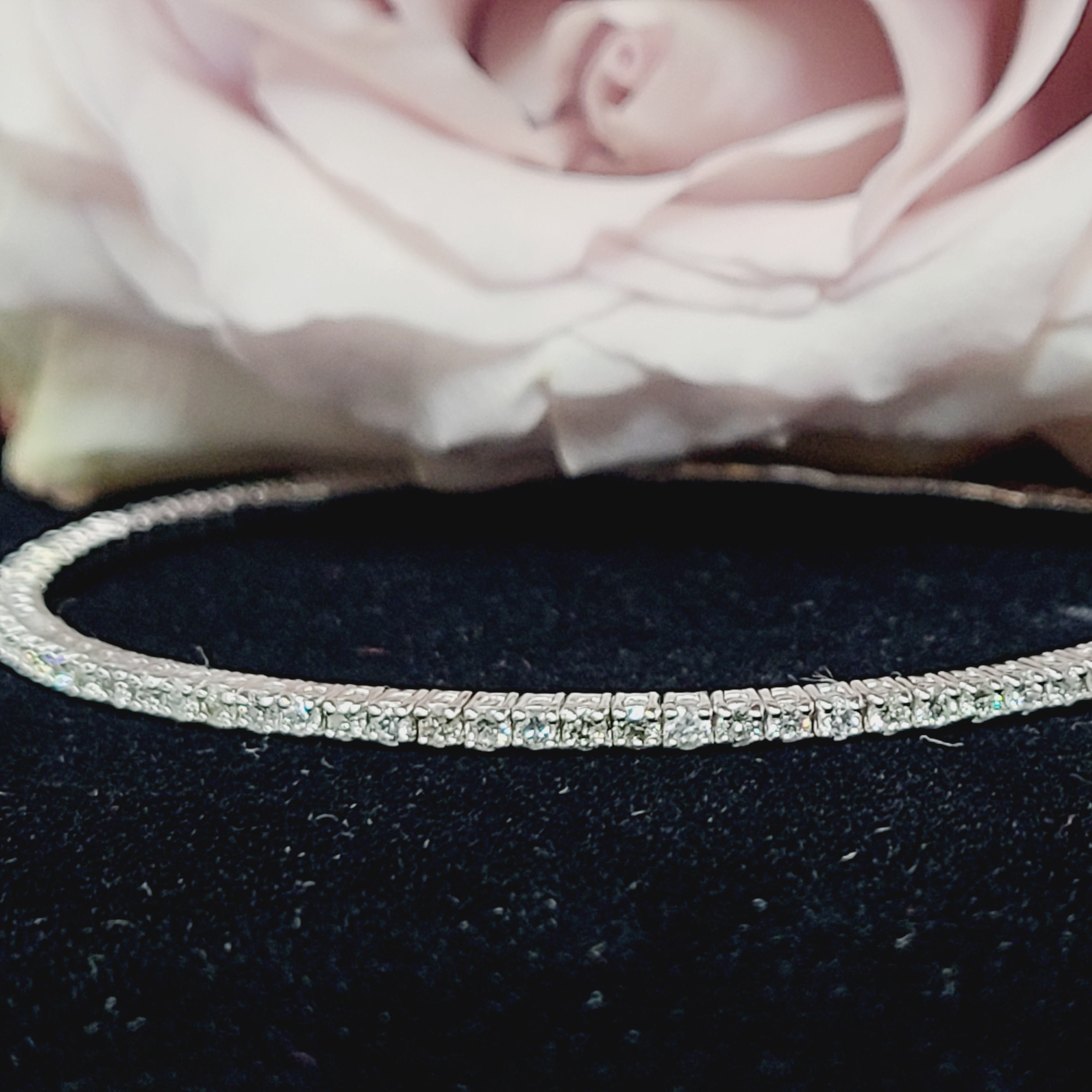 1.9CT Natural Diamond 14K White Gold Flexible Bangle Bracelet