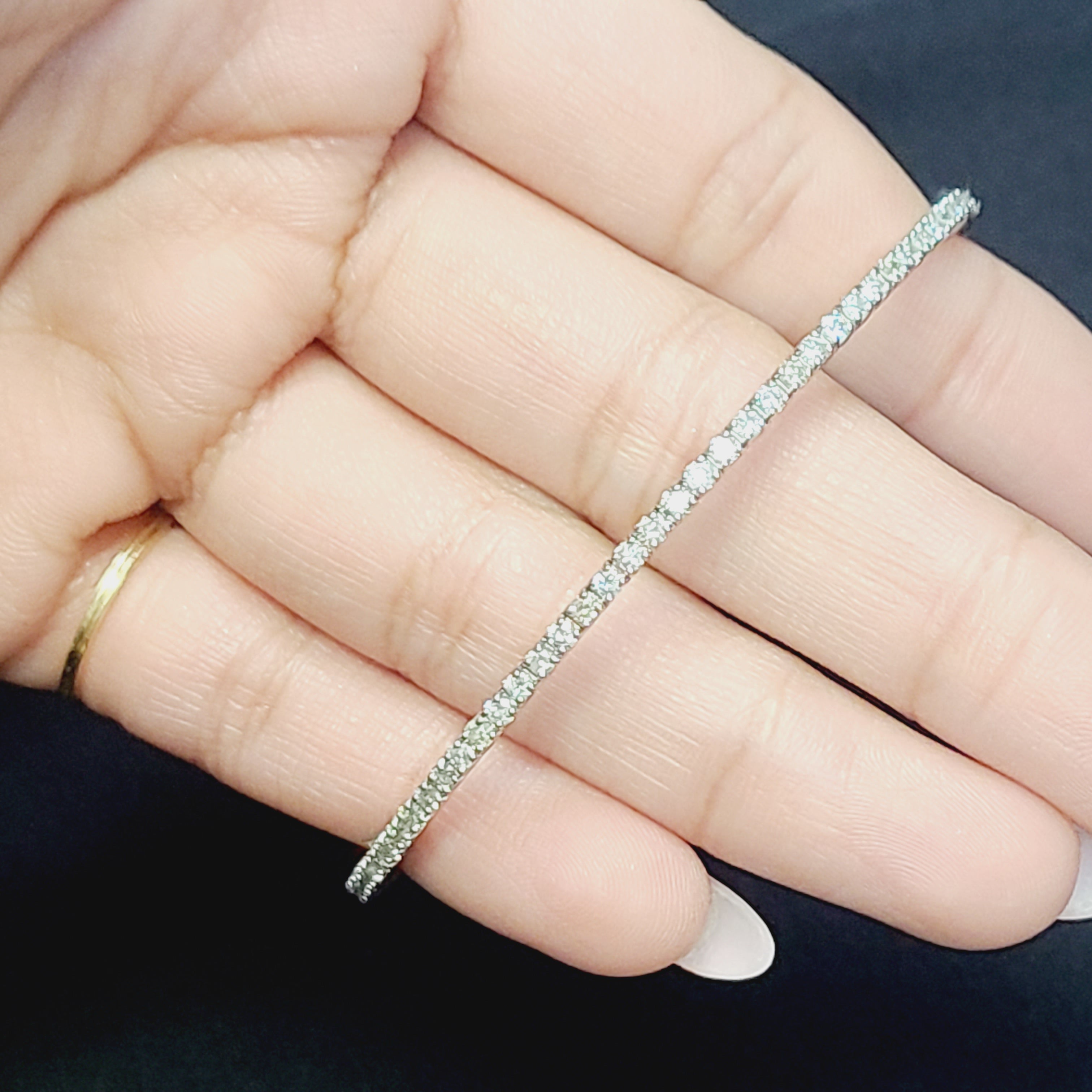 1.9CT Natural Diamond 14K White Gold Flexible Bangle Bracelet