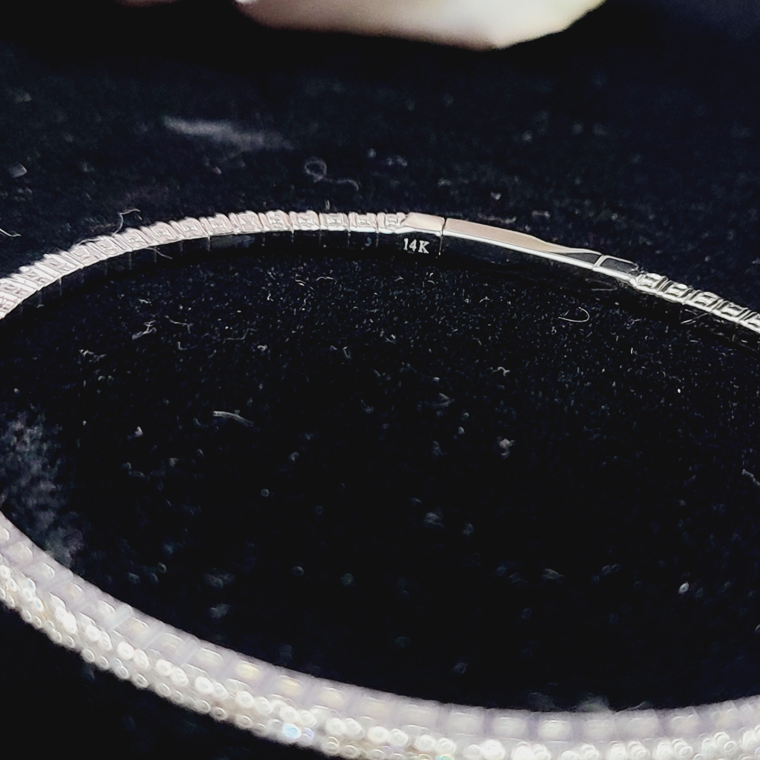 1.9CT Natural Diamond 14K White Gold Flexible Bangle Bracelet