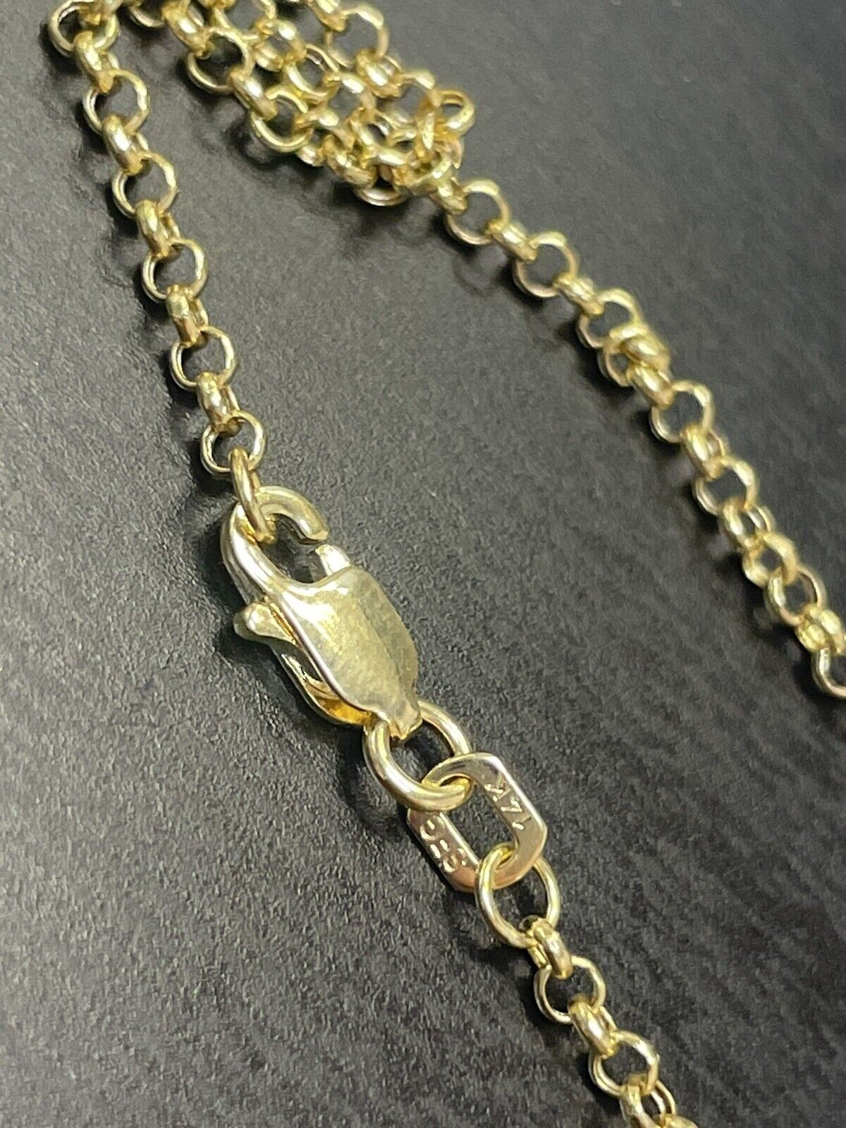 14K Solid Yellow Gold 2mm Rolo Chain Necklace 18"