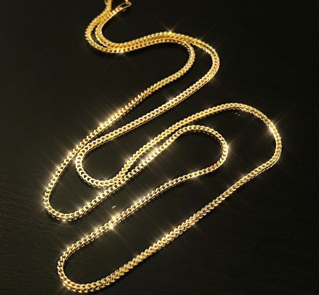 2mm 14K Yellow Gold Franco Link Box Chain Necklace