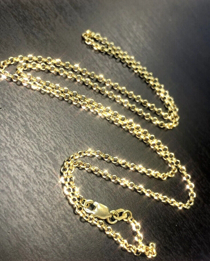 14K Solid Yellow Gold 2mm Rolo Chain Necklace 18" 1.84g