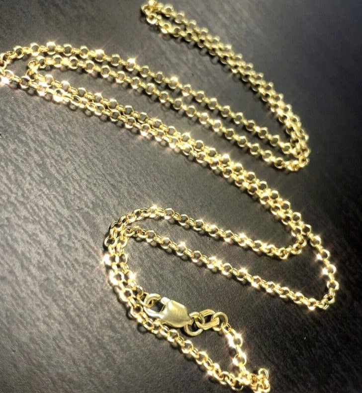14K Solid Yellow Gold 2mm Rolo Chain Necklace 16" 1.67g