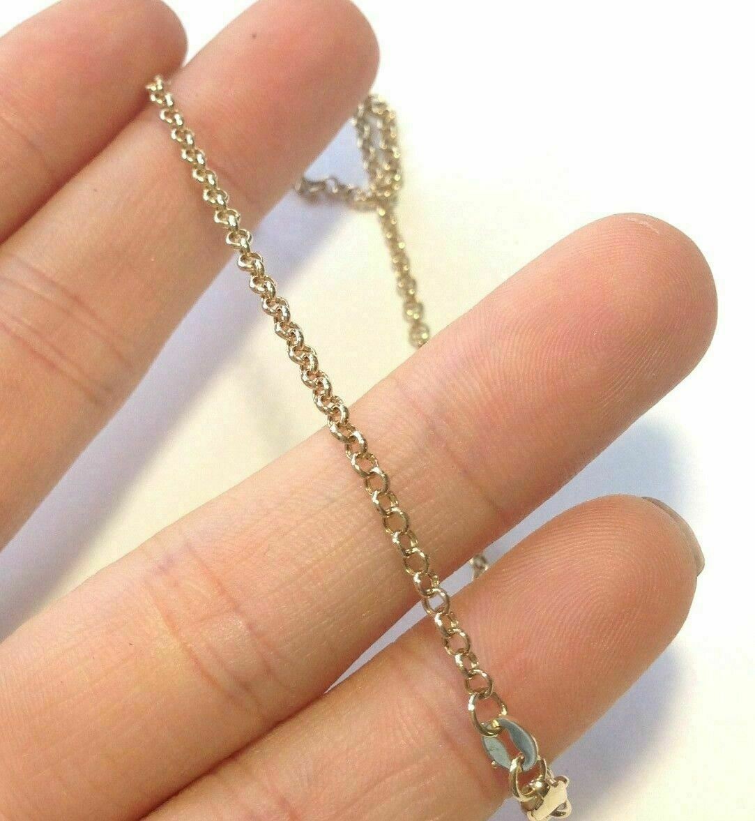 14K Solid Yellow Gold 2mm Rolo Chain Necklace 18"