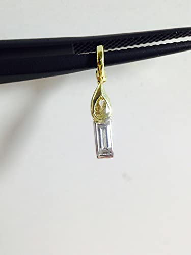 Fanciful! Natural Canary and Baguette Diamond 14K Yellow Gold Candle Charm