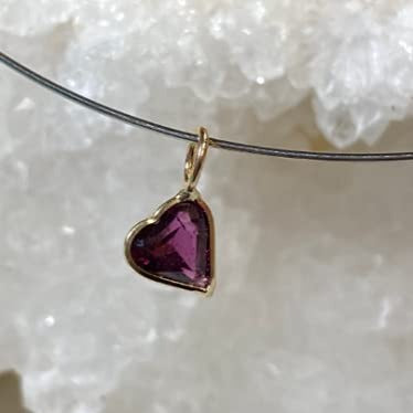 1CT Purple Rhodolite Garnet Heart 14K Yellow Gold Pendant Charm 11x6mm