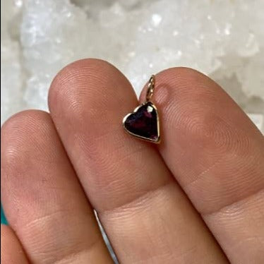 1CT Purple Rhodolite Garnet Heart 14K Yellow Gold Pendant Charm 11x6mm