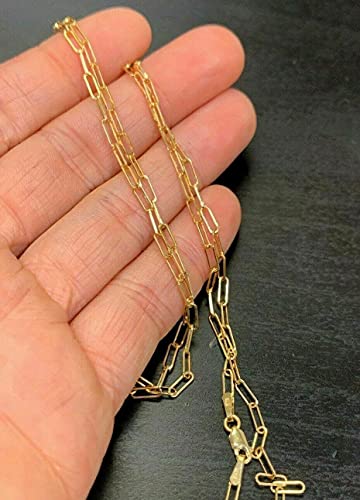 20" 2x6mm 14K Yellow Gold Paper Clip Link Chain Necklace
