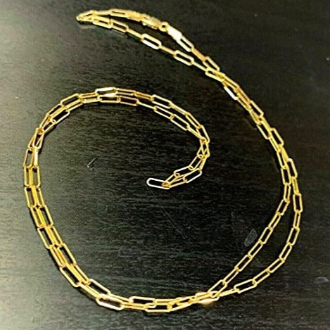 20" 2x6mm 14K Yellow Gold Paper Clip Link Chain Necklace
