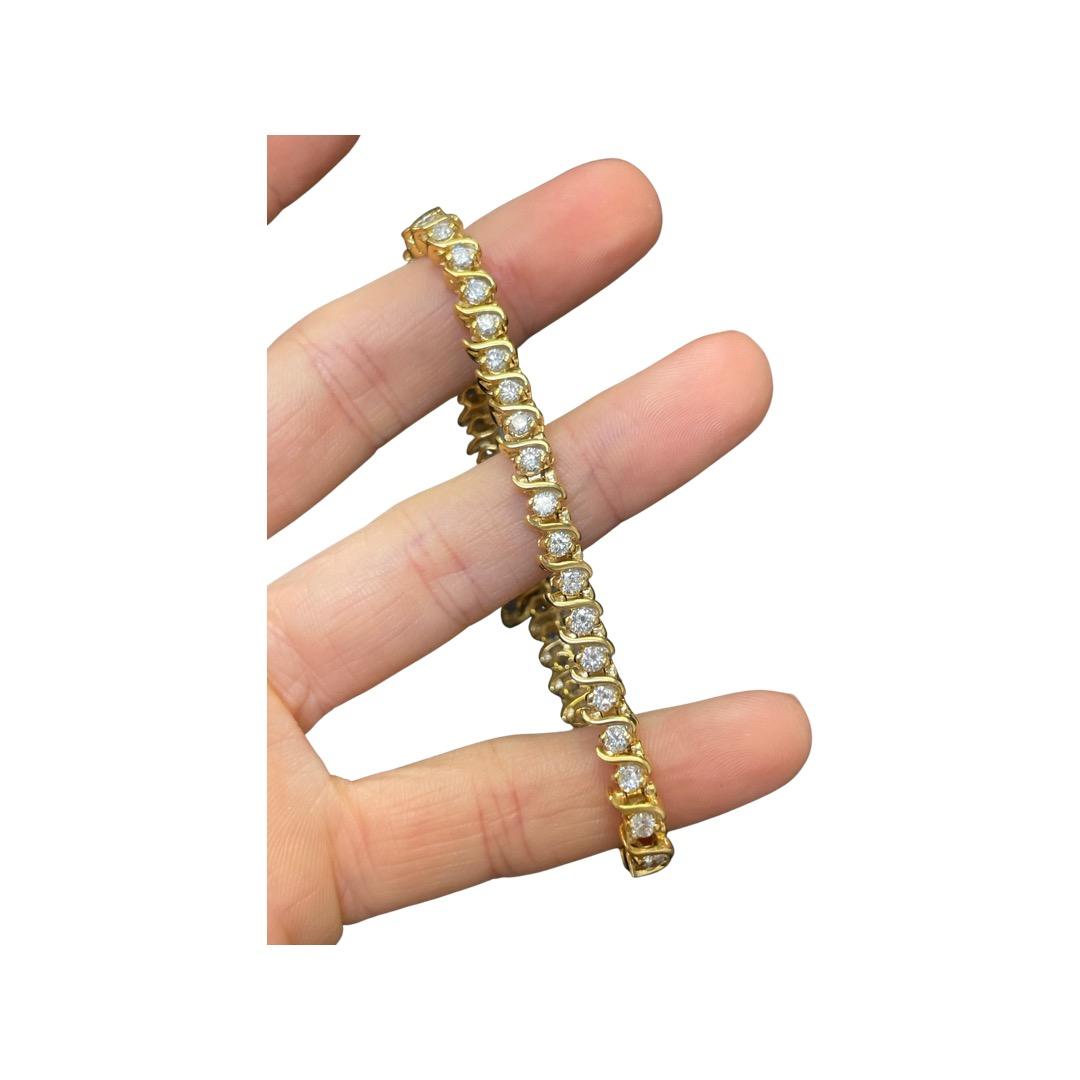 14K Yellow Gold 3.5ctw Diamond Tennis bracelet 7" 17.4g