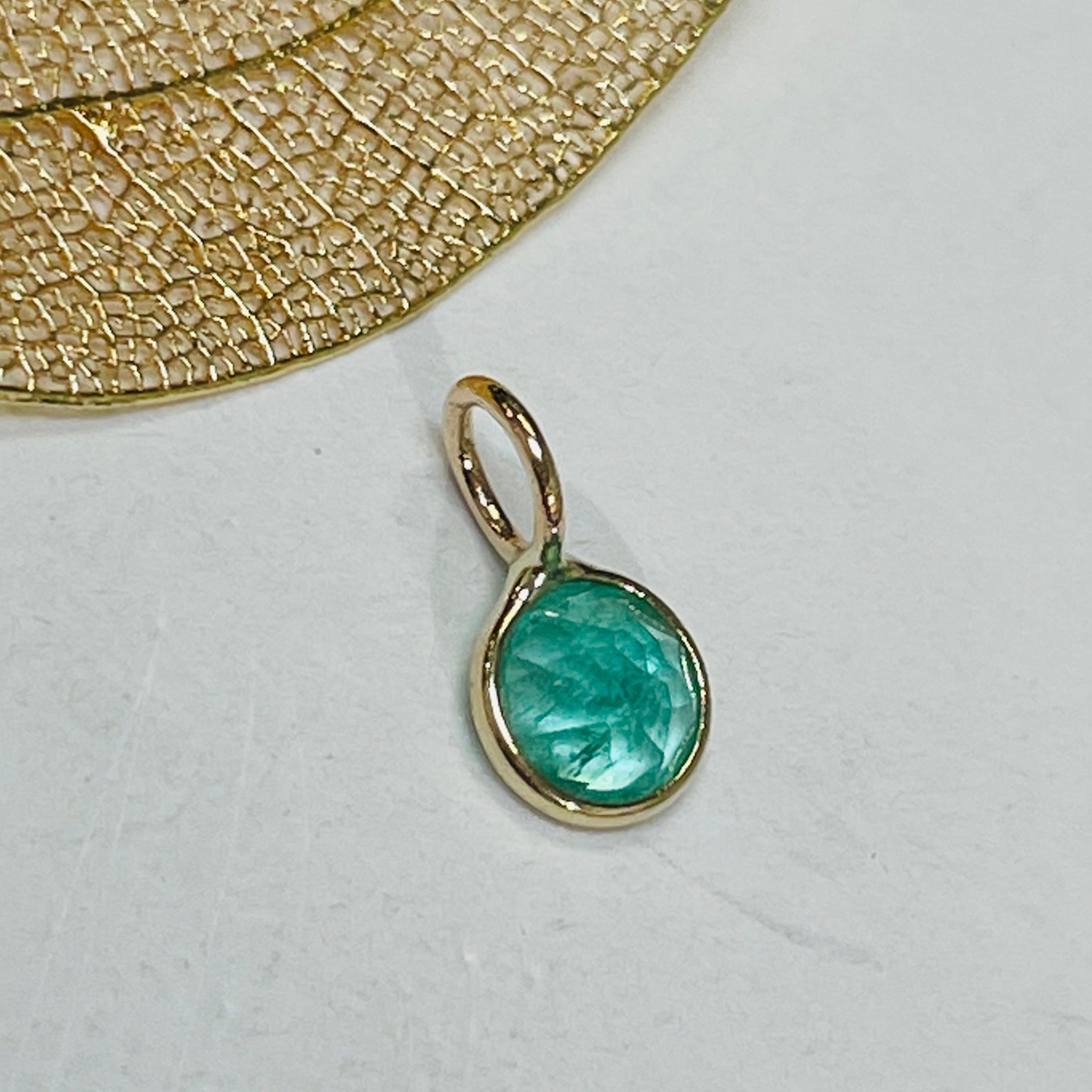 .40CT Colombian Emerald 14K Yellow Gold Pendant Charm