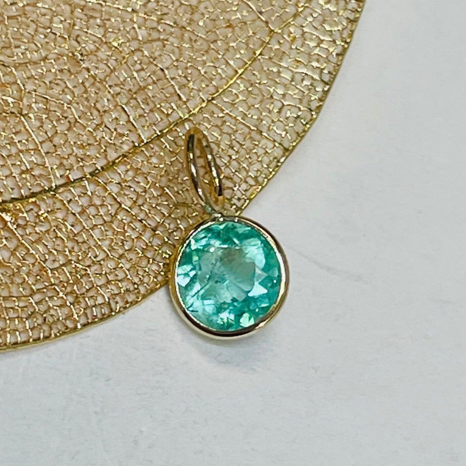 .40CT Colombian Emerald 14K Yellow Gold Pendant Charm