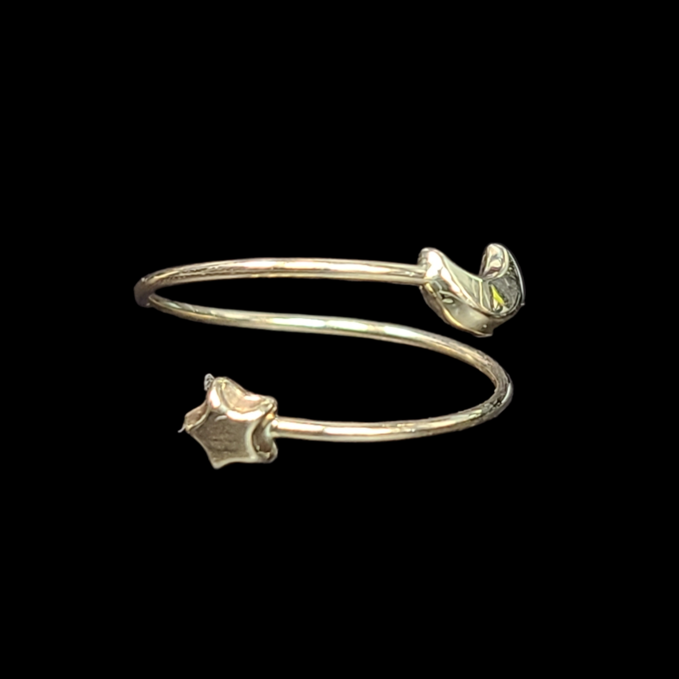 14K Yellow Gold Star Moon Spiral Adjustable Ring