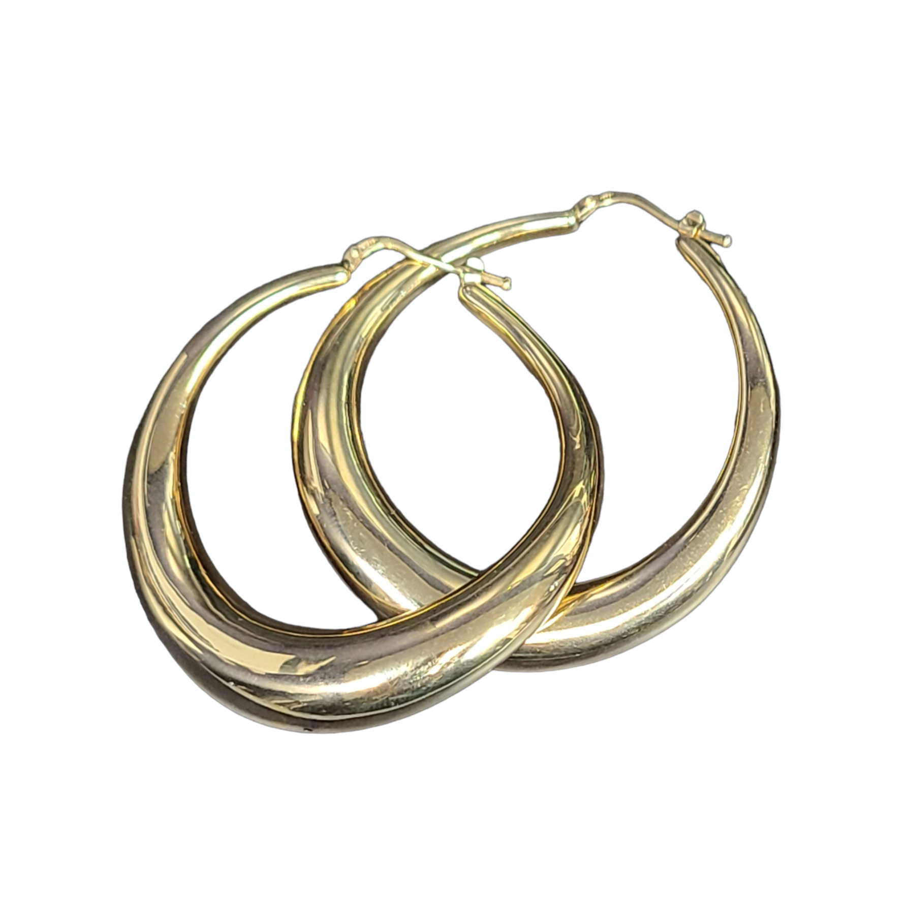 14K Yellow Gold Slightly Twisted Earring Hoop 2.1" 7.12grams