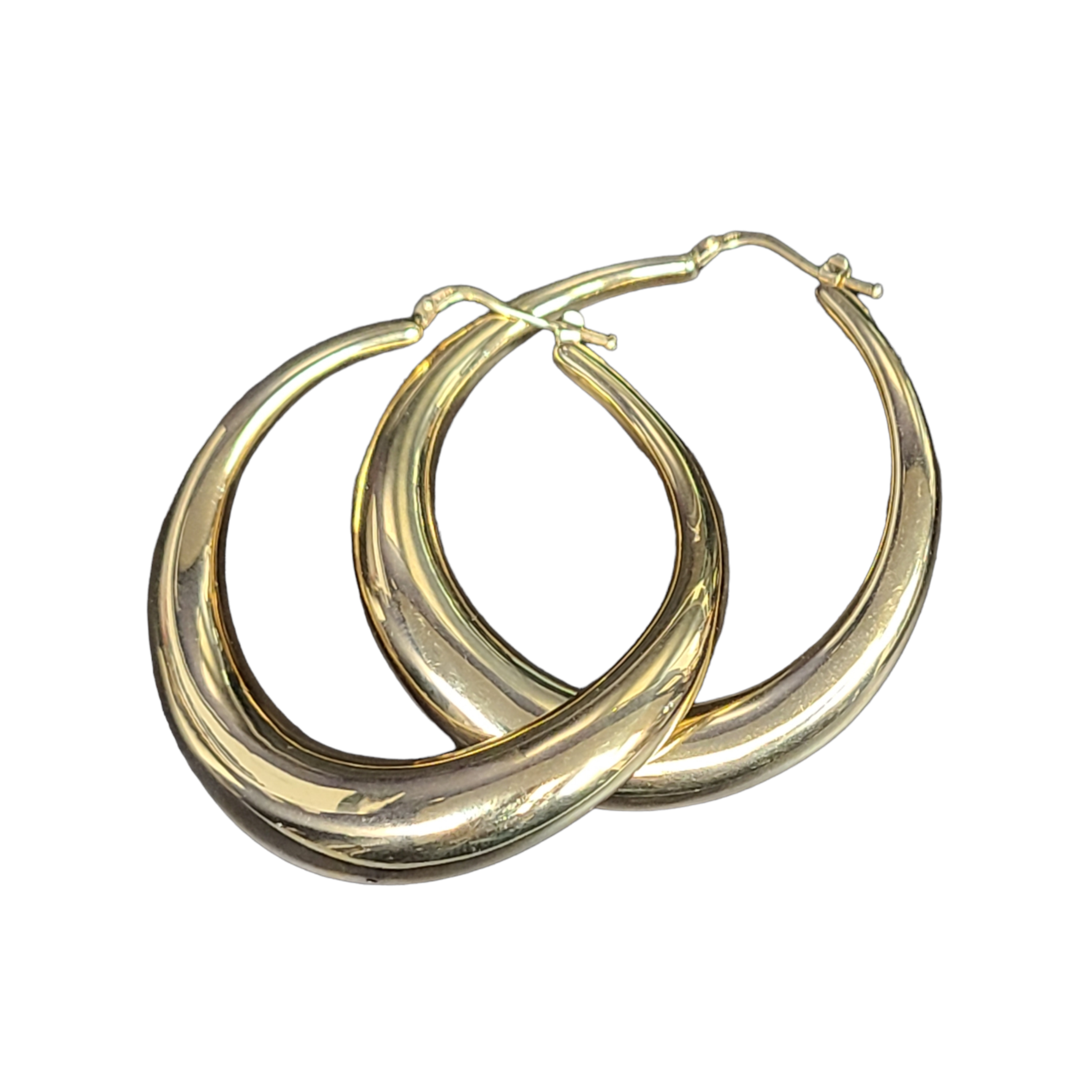 14K Yellow Gold Slightly Twisted Earring Hoop 1.4" 4.1g
