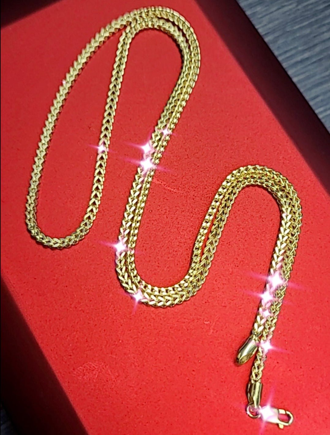 New! 24” 2.25mm 14K Yellow Gold Franco Link Box Chain Necklace 6.84g