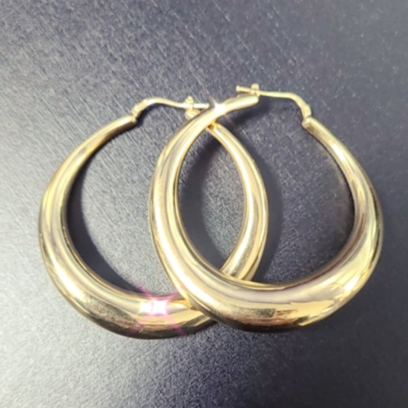 14K Yellow Gold Slightly Twisted Earring Hoop 2.1" 7.12grams