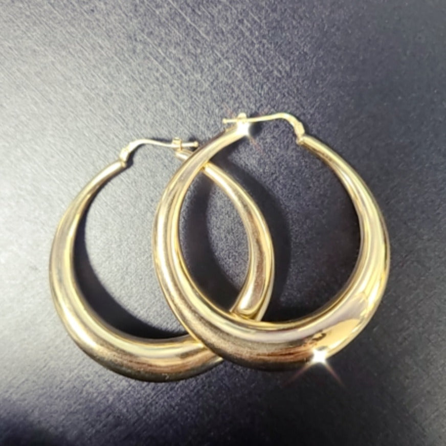 14K Yellow Gold Slightly Twisted Earring Hoop 2.1" 7.12grams