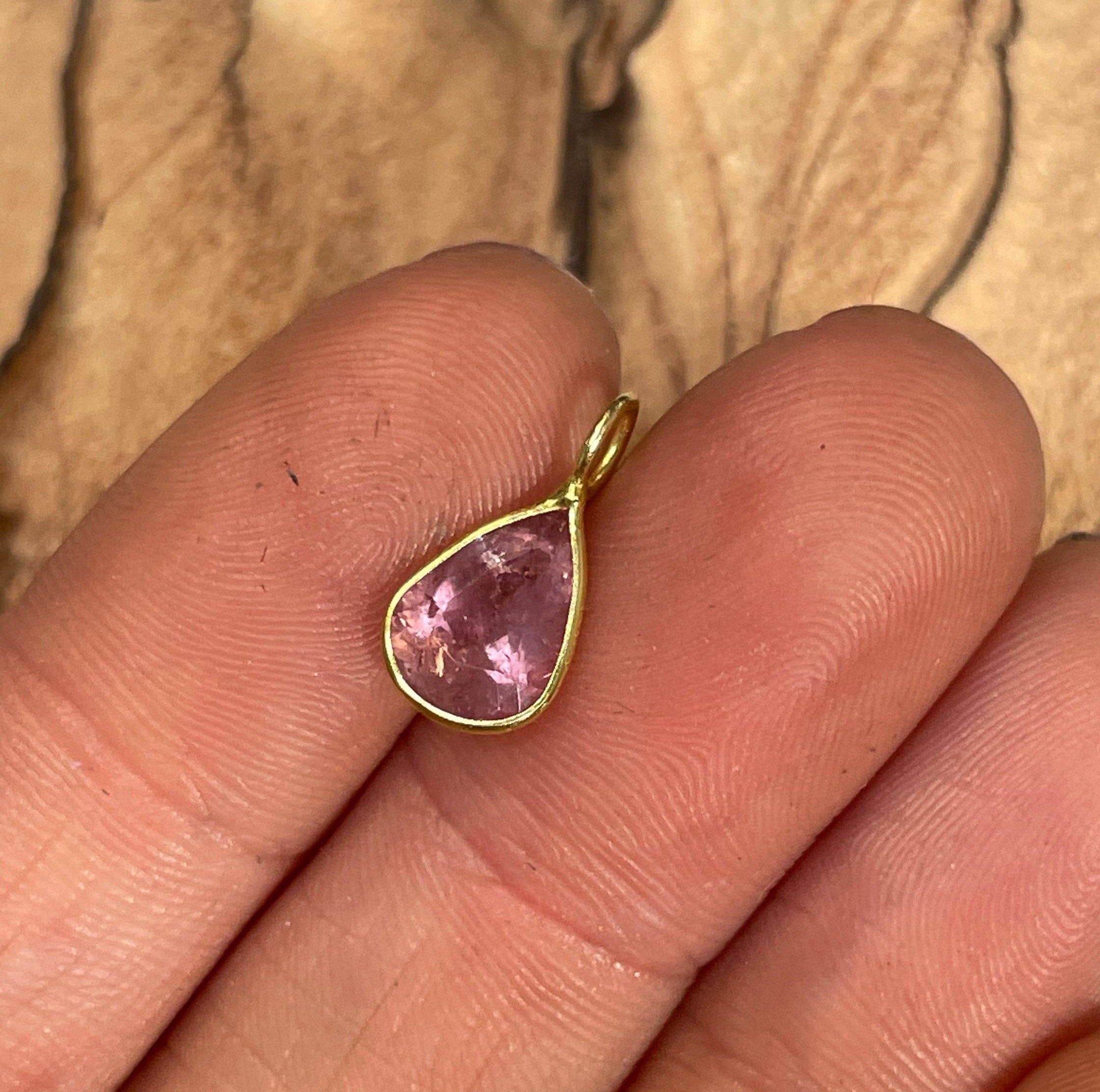 1.7CT Pink Tourmaline Pear Shape in Solid 14K Yellow Gold