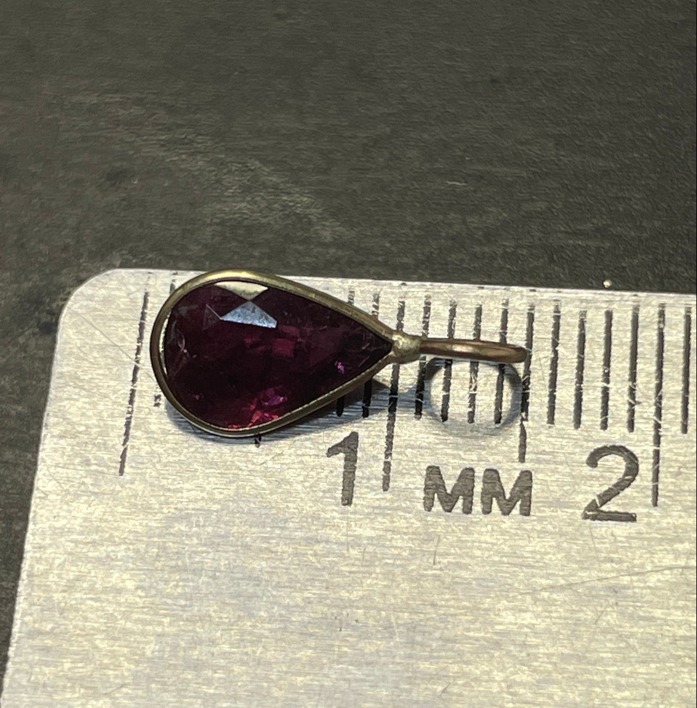 1.1CT Natural Deep Fuchsia Tourmaline Pear Shape in Solid 14K Yellow Gold