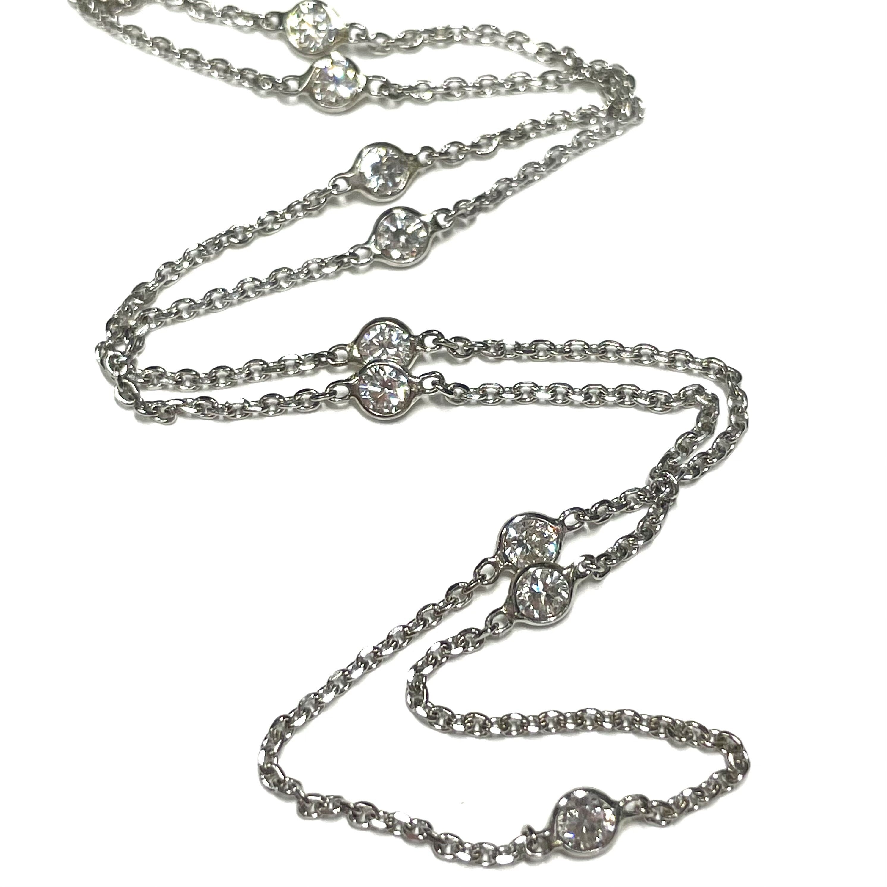 Solid 14k Nine Round Diamonds Necklace