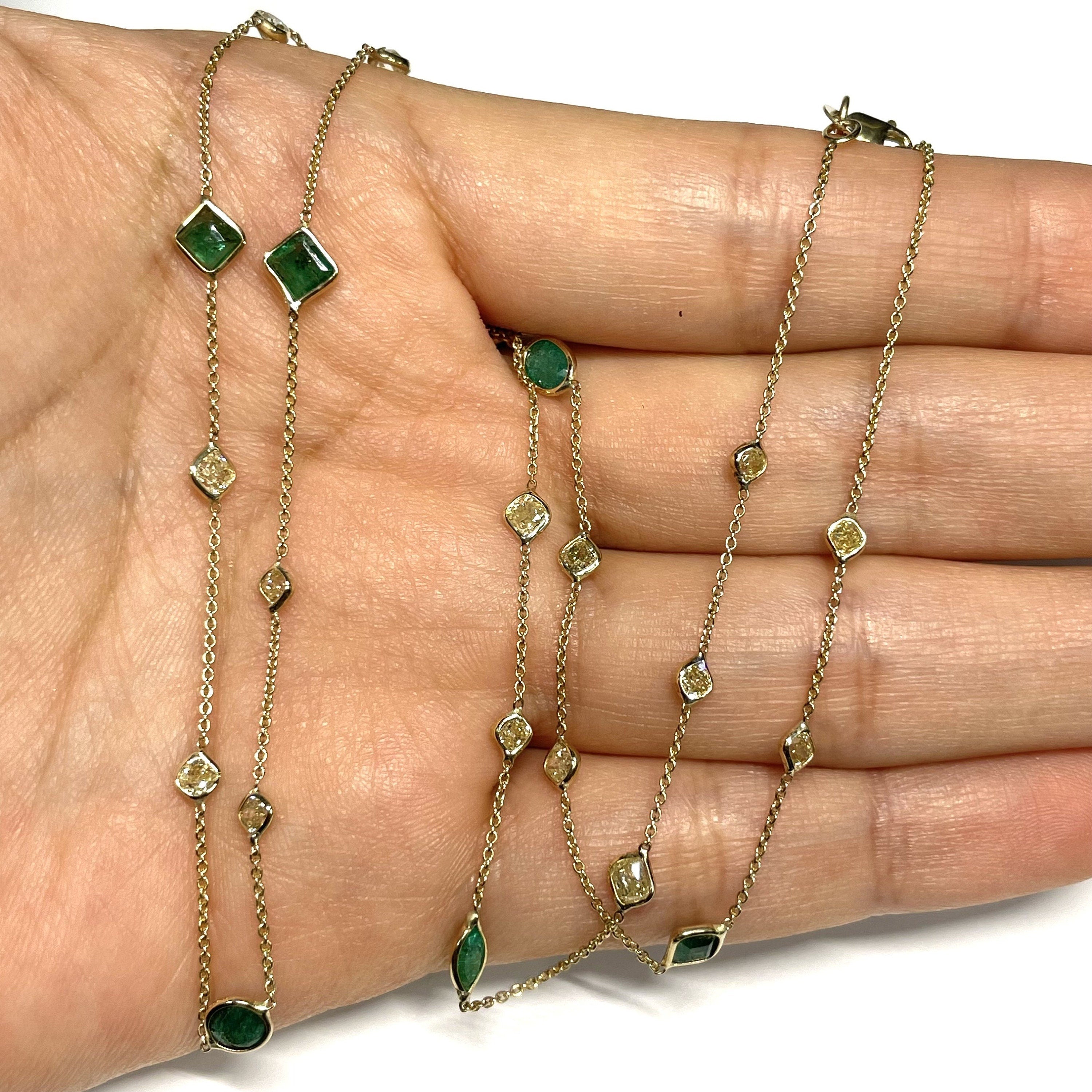 Solid 14k Emerald Diamonds Necklace