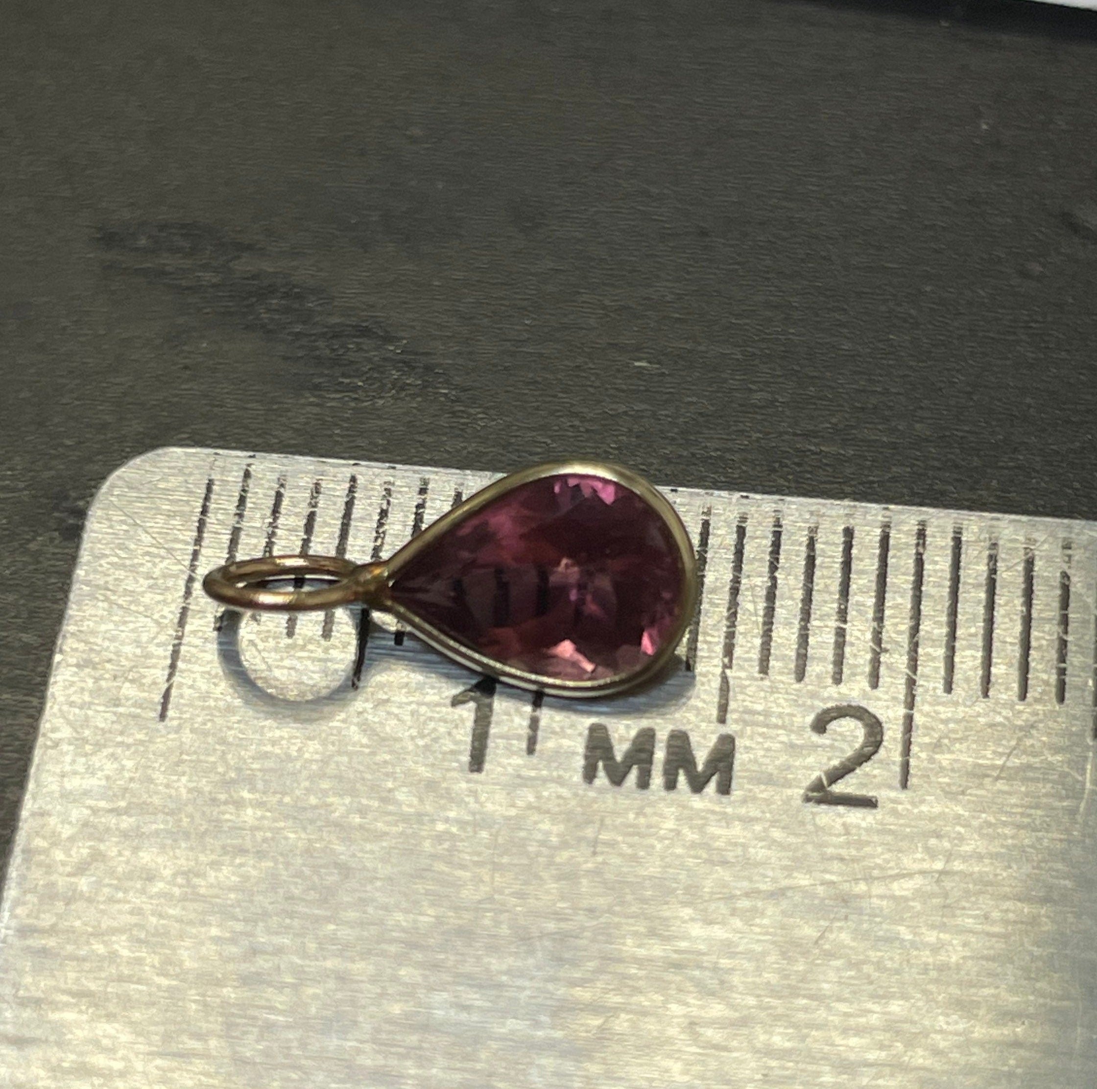 1.6CT Purplish Tourmaline Pear Shape in Solid 14K Yellow Gold