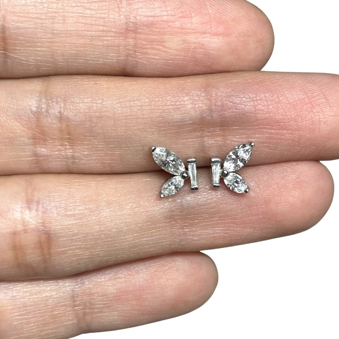 Solid 14k Diamond Butterfly Earrings