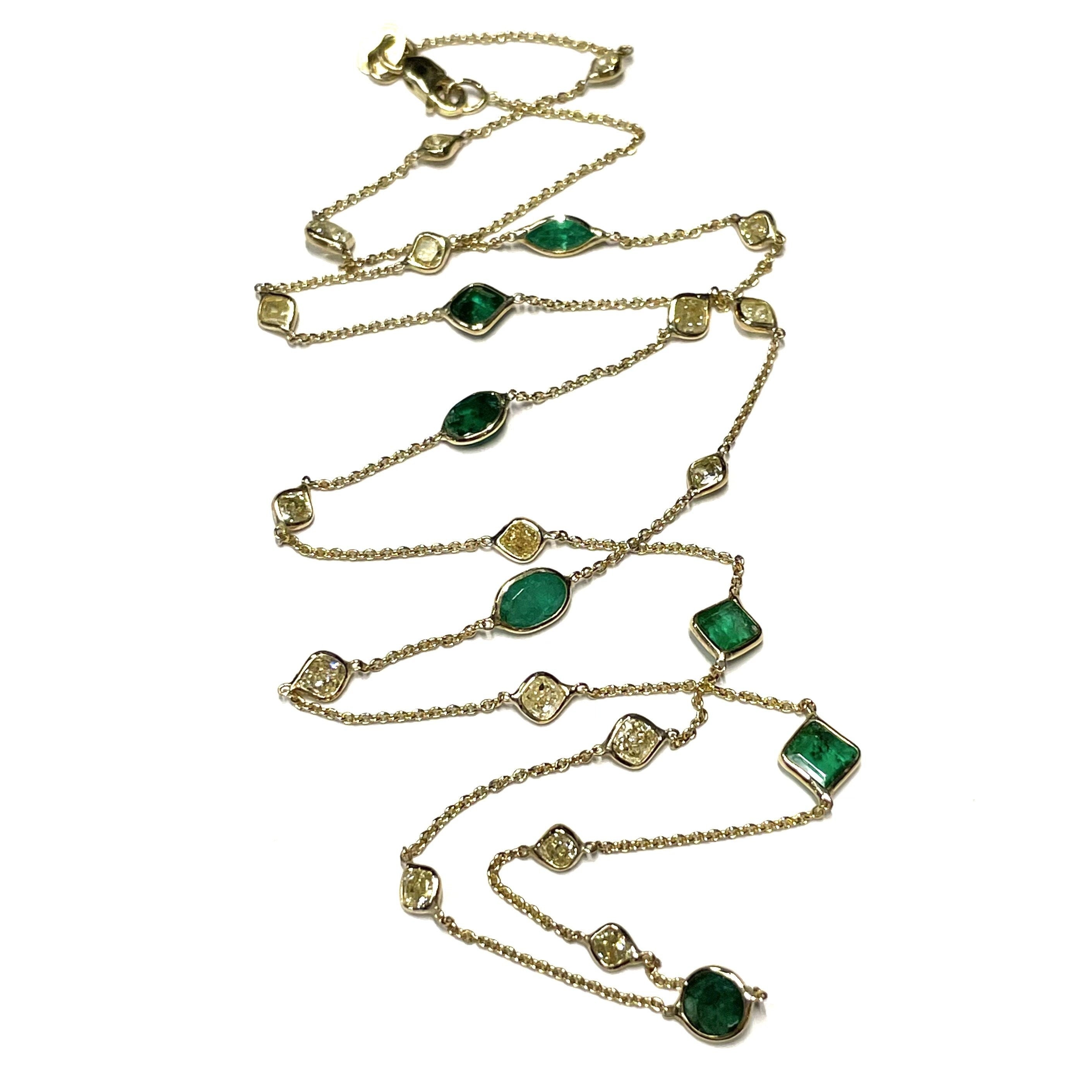 Solid 14k Emerald Diamonds Necklace