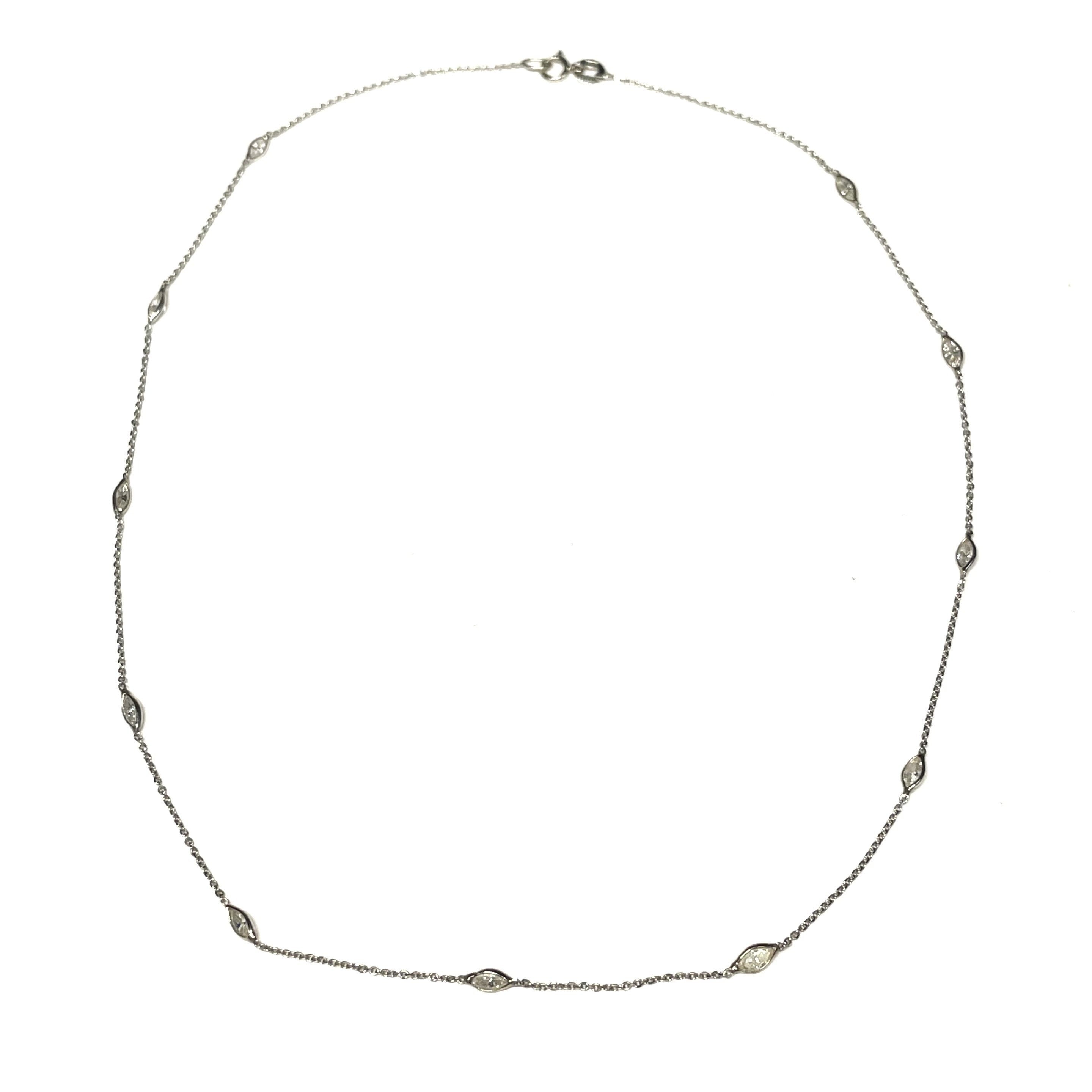 Solid 14k Marquise Diamonds Necklace