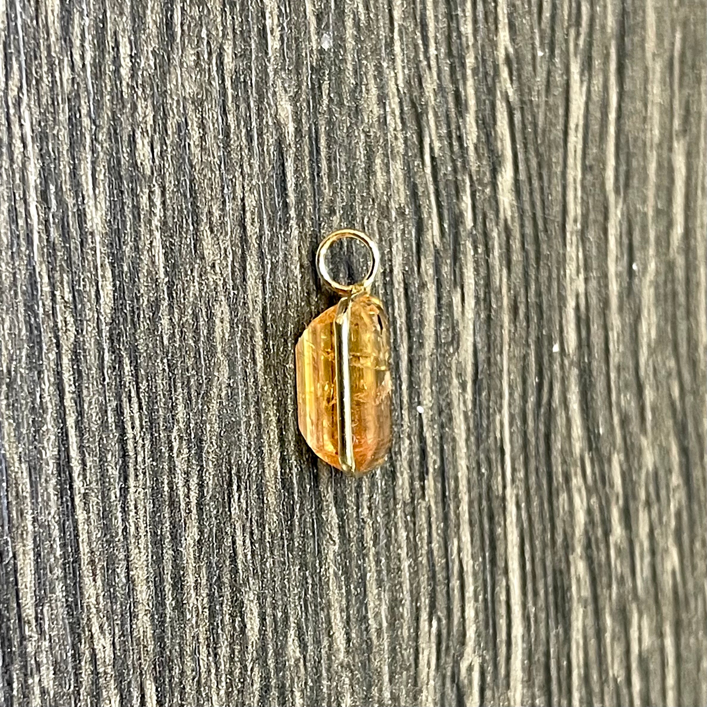 Natural Imperial Topaz 14K Yellow Gold Pendant Charm 16.5x9.5mm