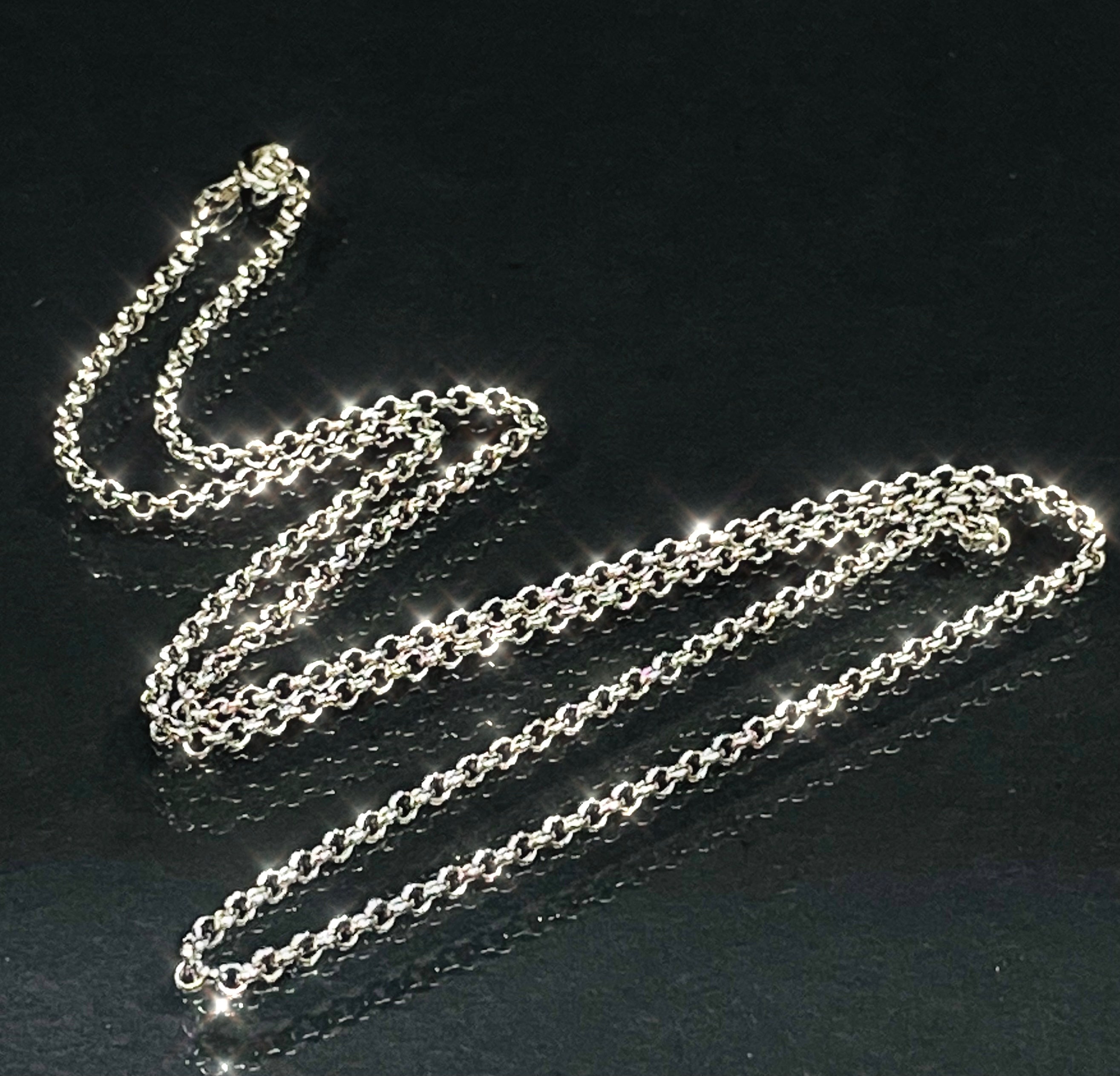 2mm 14K White Gold Rolo Link Chain