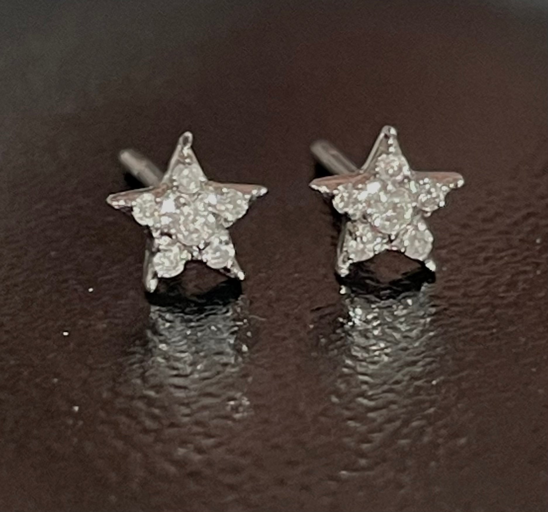 Glittering Diamond Celestial 14K White Gold Diamond Star Earrings 5mm