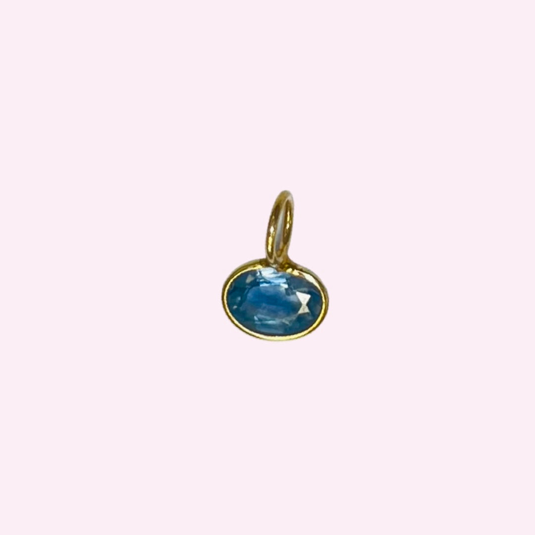 14K Yellow Gold Sapphire Pendant Gem Charm