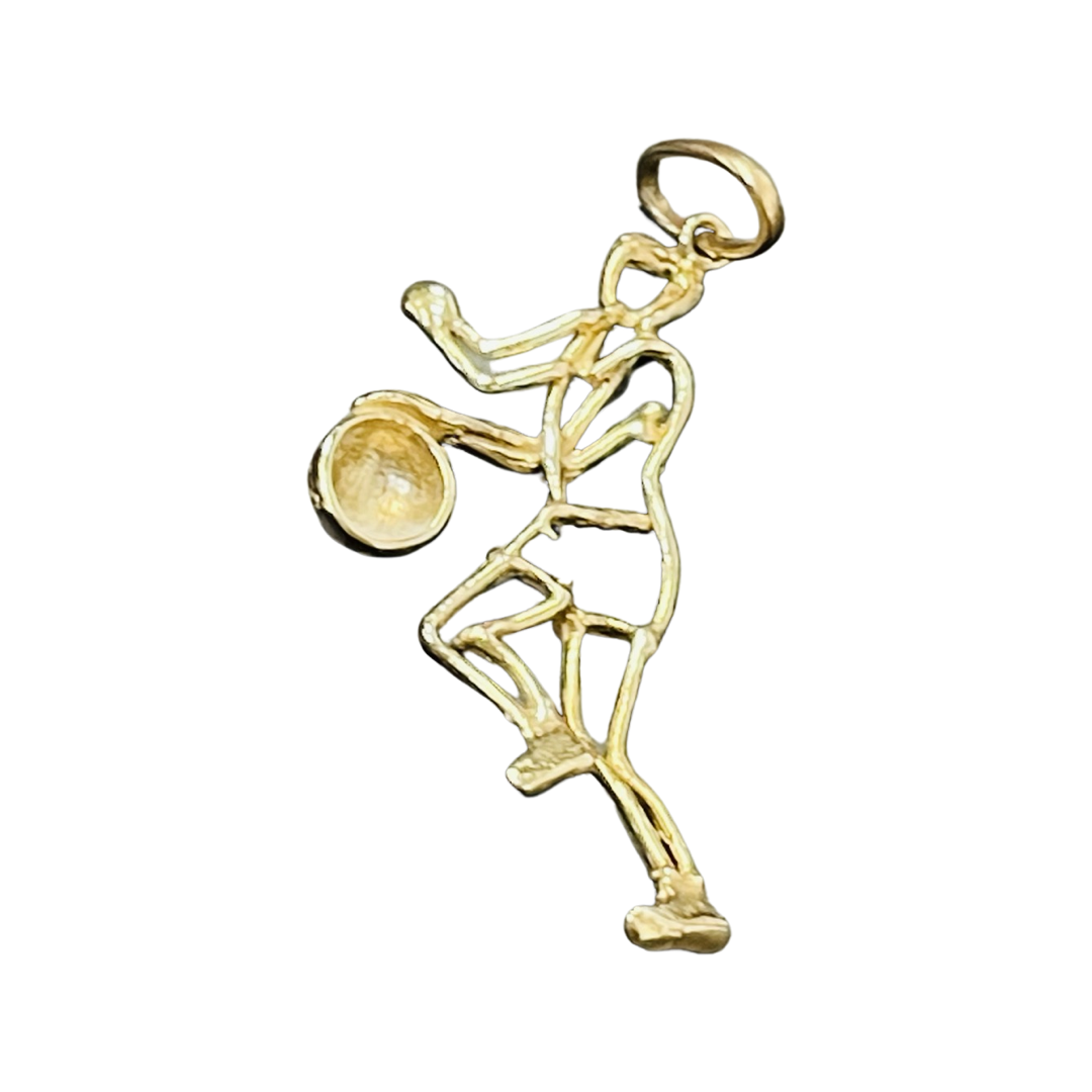 Basketball Player Cutout 14K Yellow Gold Charm Pendant