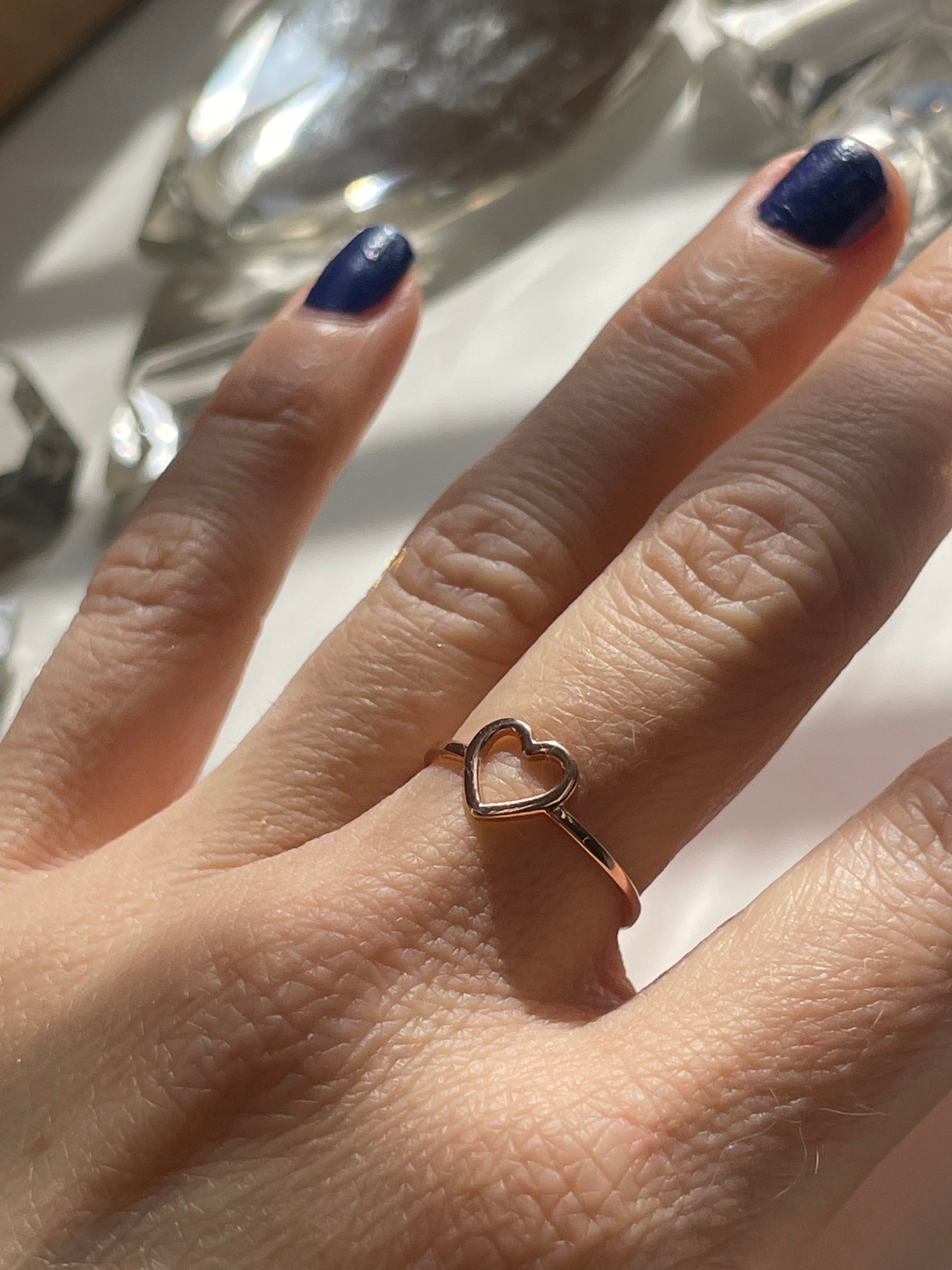 Solid 10K Rose Gold Heart Ring Size 6